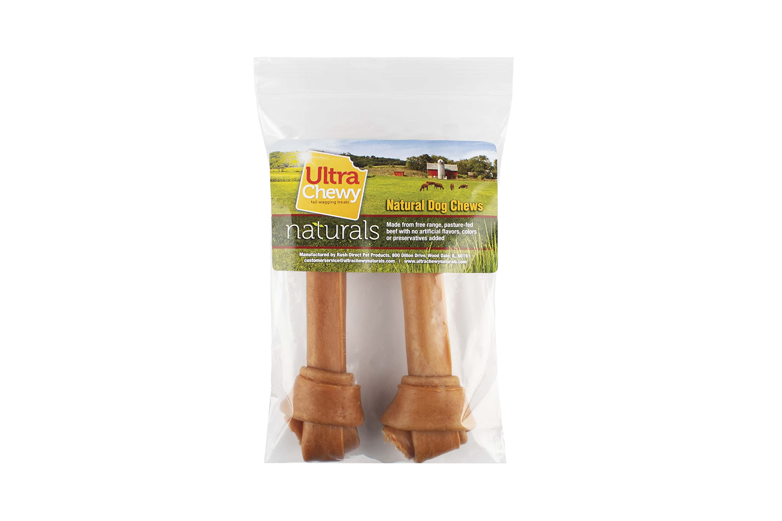Ultra Chewy Turkey Tendon Knotted Bones - All-Natural, Hypoallergenic Dog Chew Treats, 7 Inch, Pack of 2