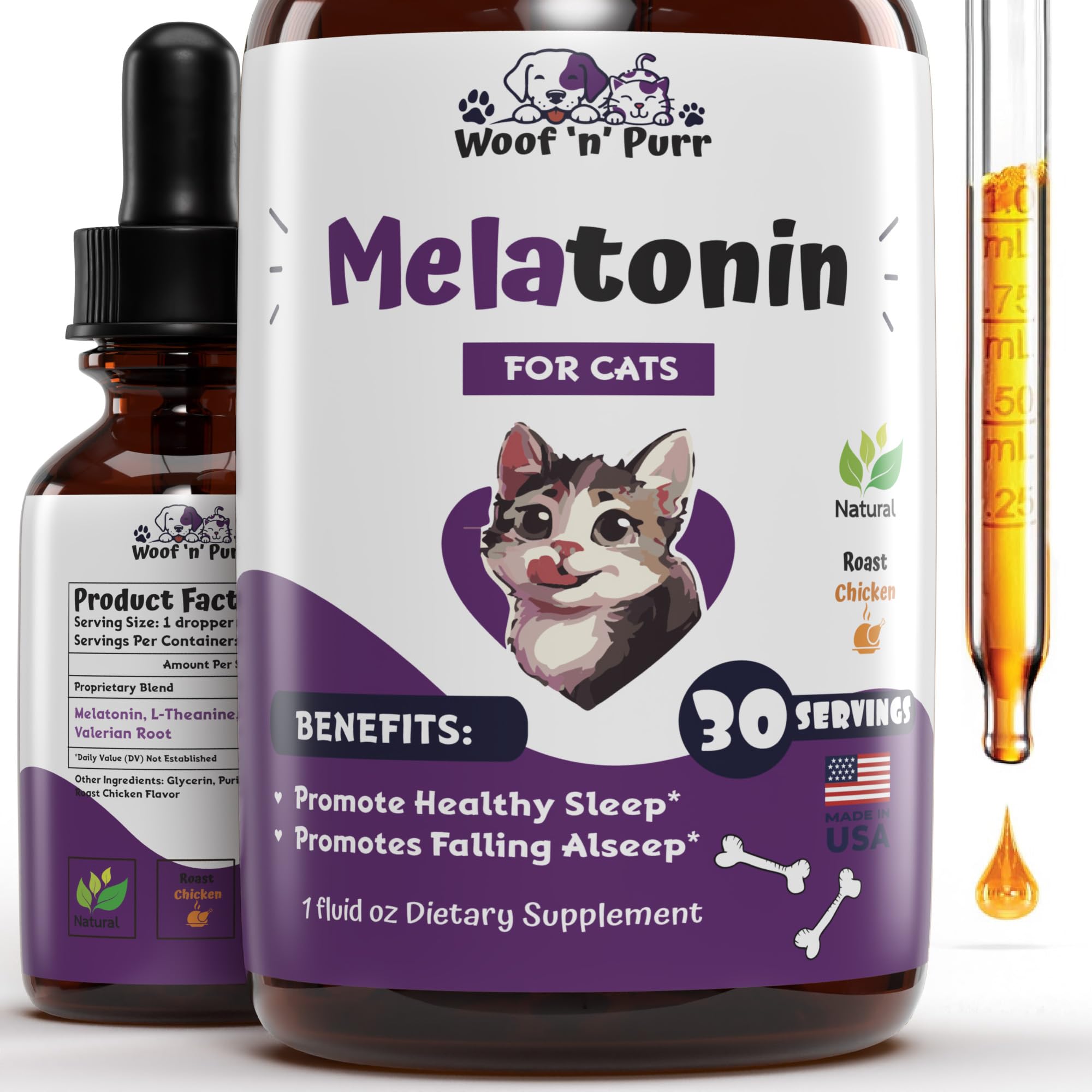Melatonin for Cats | Supports Healthy, Restful Sleep for Your Cat | Cat Stress Relief | Cat Calming | Cat Anxiety Relief | Cat M
