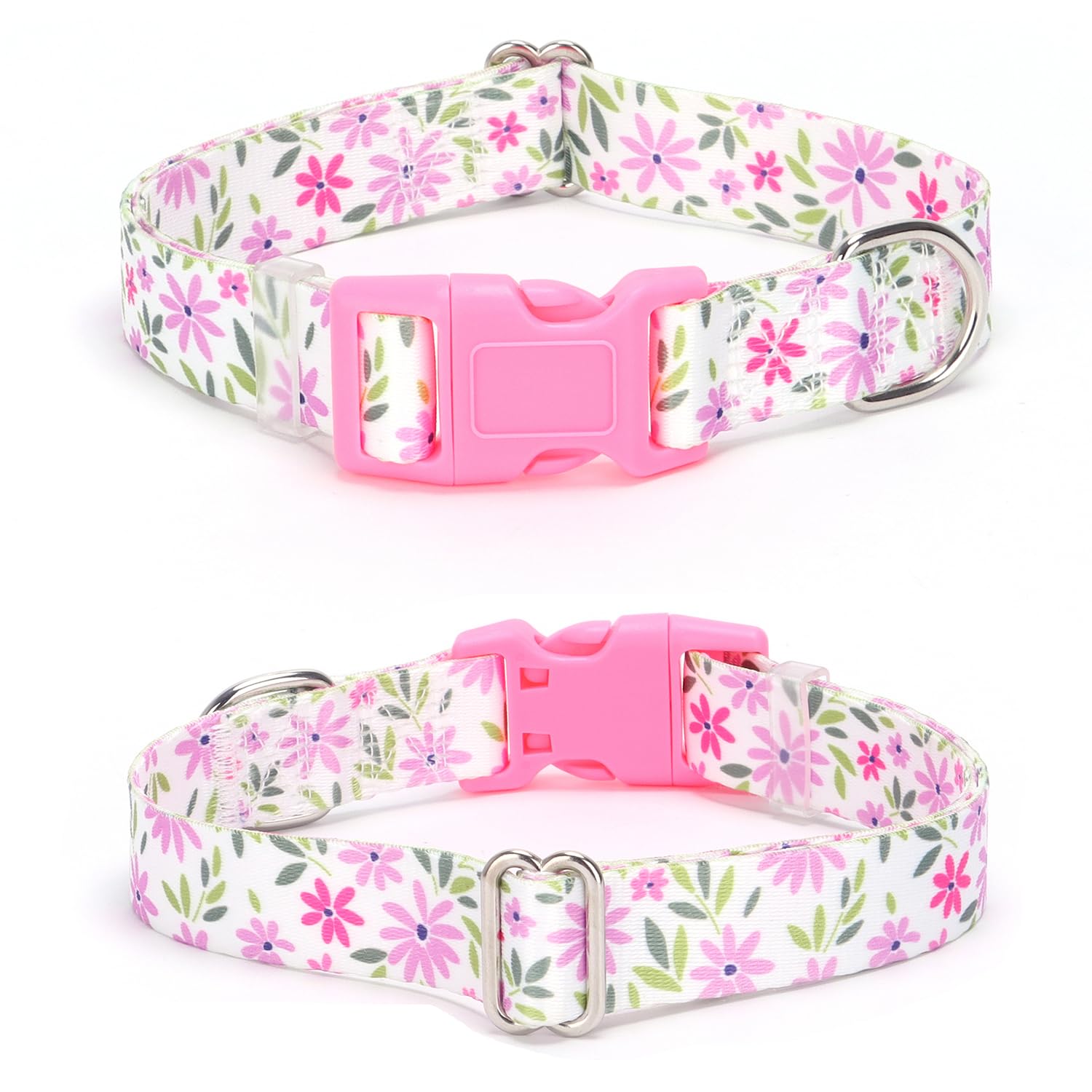 Medium Dog Collars for Females, Pretty Flower Pattern Design Quick Release Buckle Soft Nylon Girl Dog Collars Adjustable for Sma