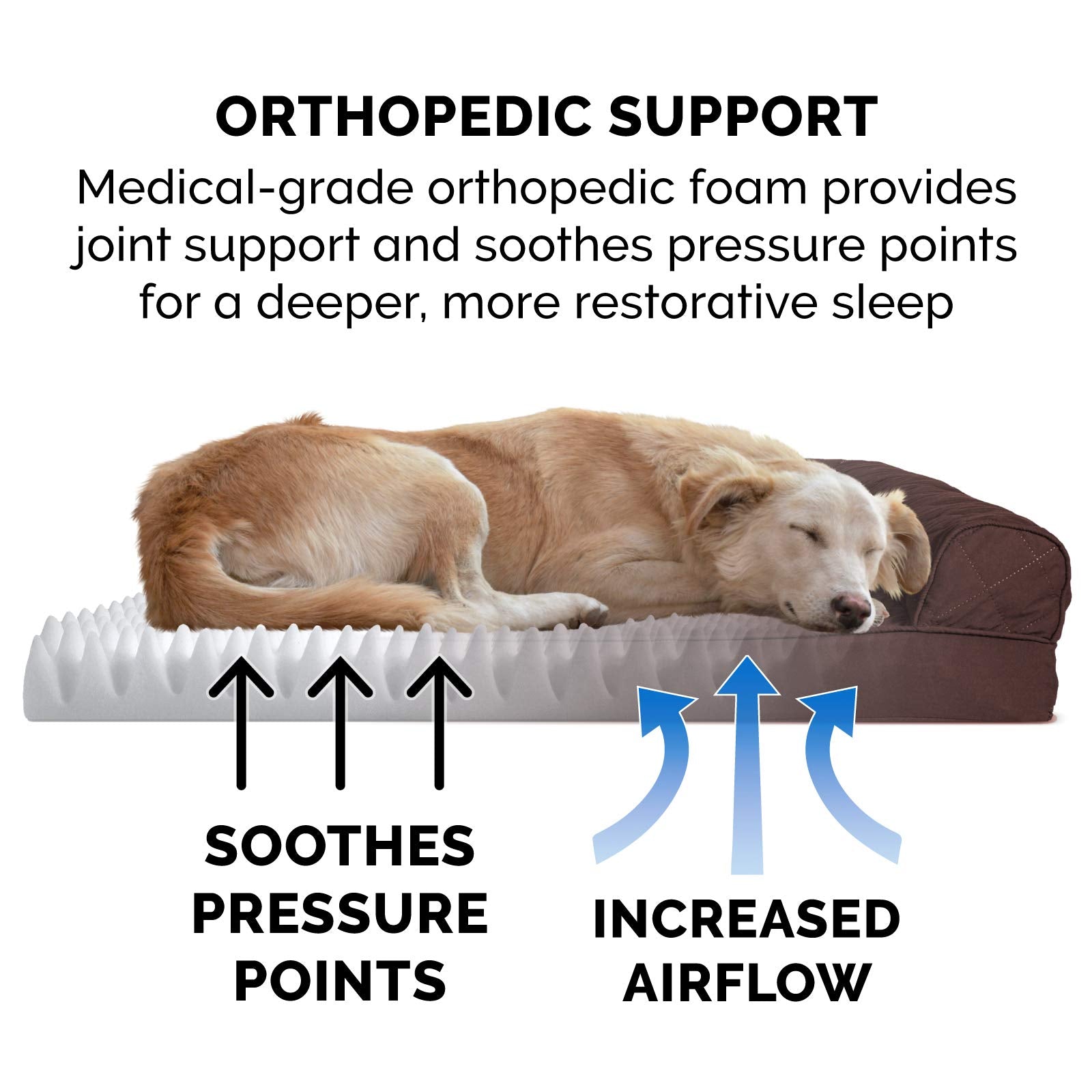 Furhaven Orthopedic Dog Bed For Large Dogs W/ Removable Bolsters & Washable Cover, For Dogs Up To 95 Lbs - Quilted Sofa - Coffee, Jumbo/Xl
