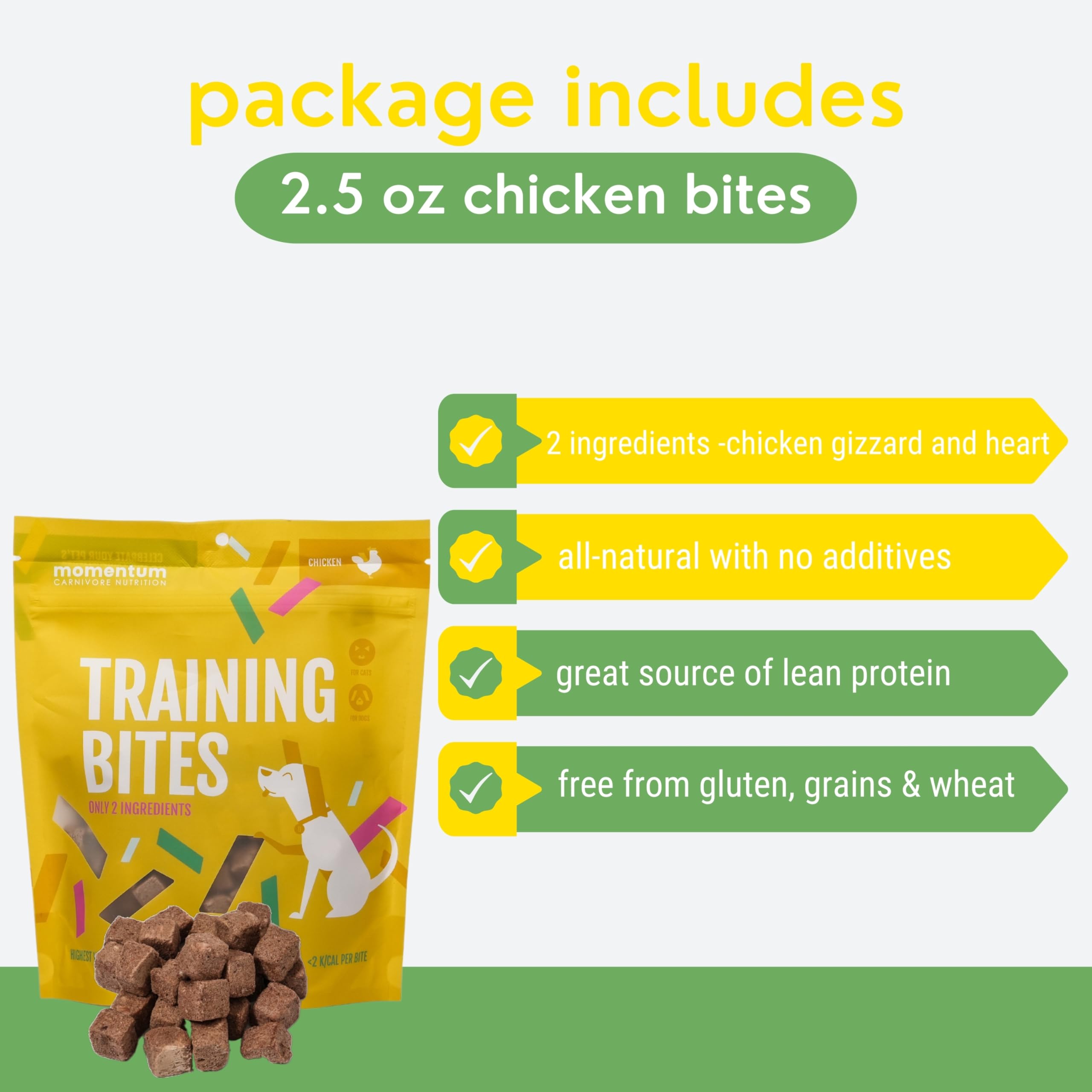 Momentum Carnivore Nutrition Freeze-Dried Chicken Training Bites - Two Ingredients-Chicken Gizzard and Heart, All-Natural Dog Tr