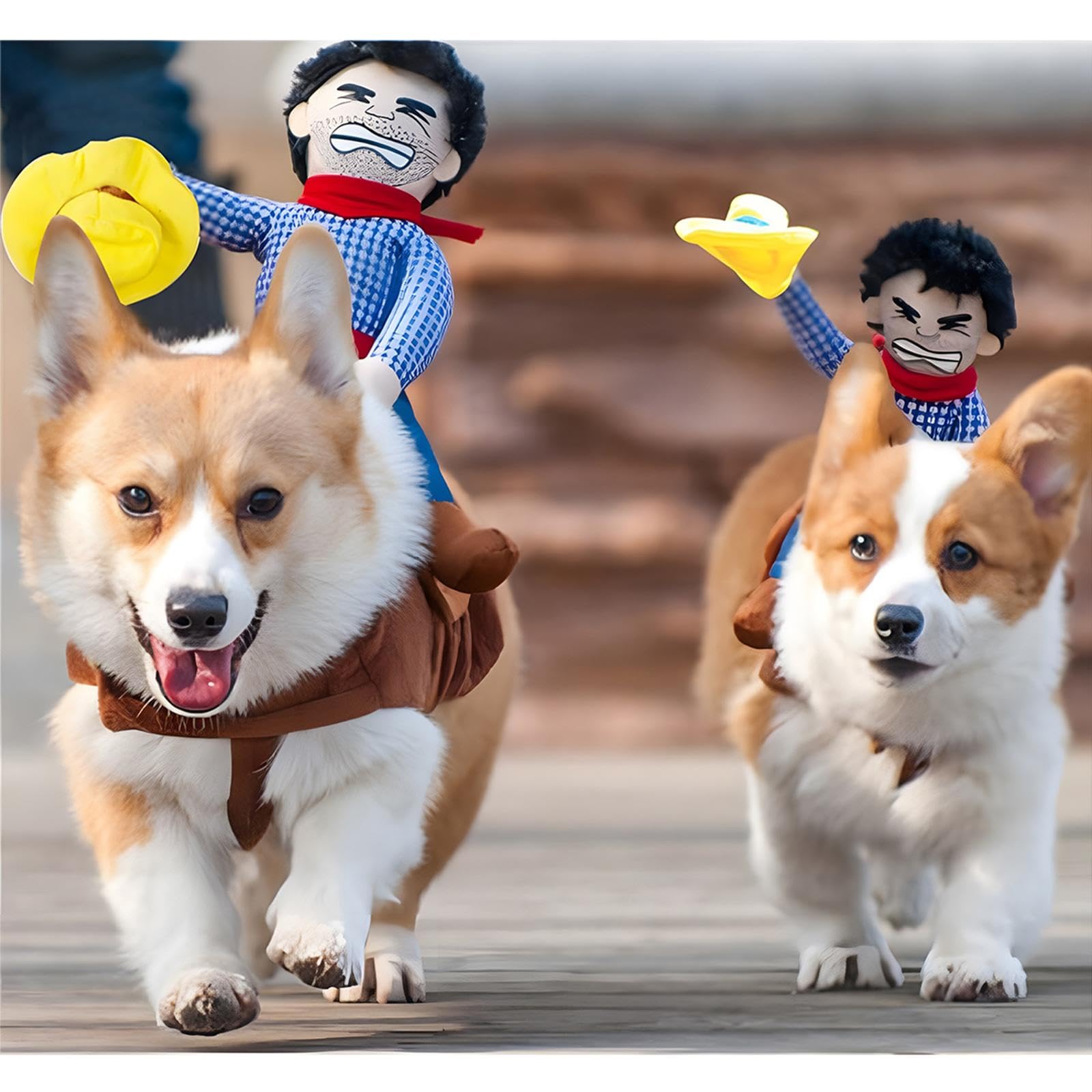 Nacoco Cowboy Rider Dog Costume For Dogs Clothes Knight Style With Doll And Hat For Halloween Day Pet Costume (Xl)