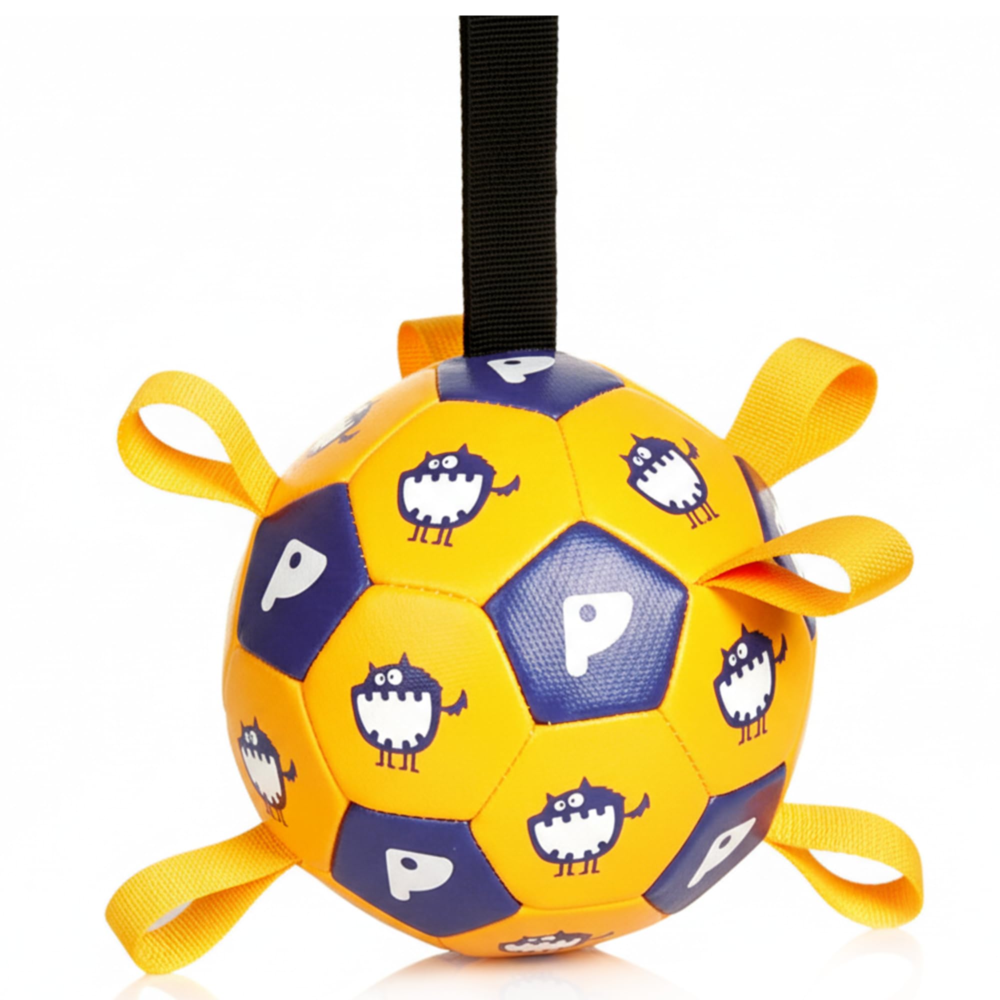Race&Herd 6 Jolly Soccer Ball for Dogs - Tough Durable Dog Ball Toy with Straps, Pet Bouncy Herding Balls for Dogs, Floating Dog