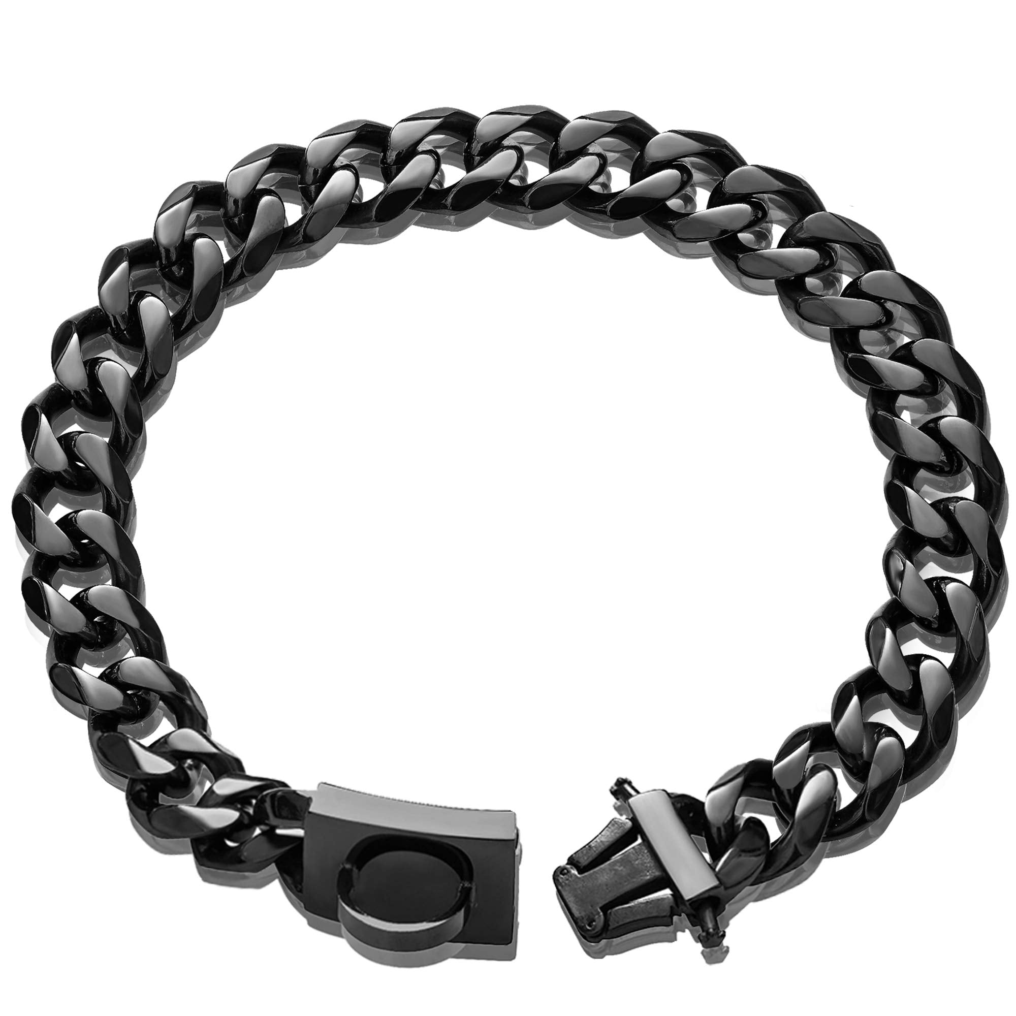 W/W Lifetime Dog Chain Collar Walking Training Collar With Design Secure Buckle 19Mm Black Cuban Link Strong Heavy Duty Chew Pro