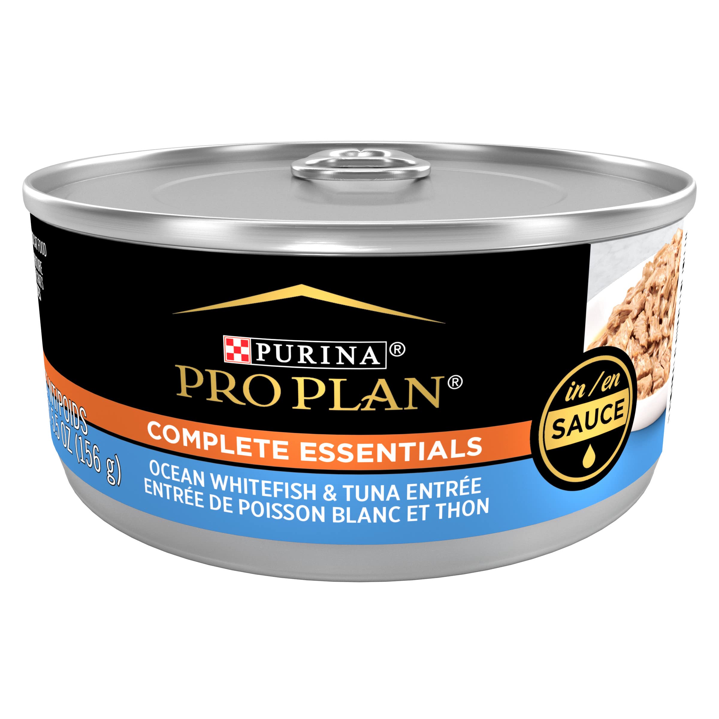 Purina Pro Plan Gravy, High Protein Wet Cat Food, Complete Essentials Ocean Whitefish and Tuna Entree in Sauce - (Pack of 24) 5.