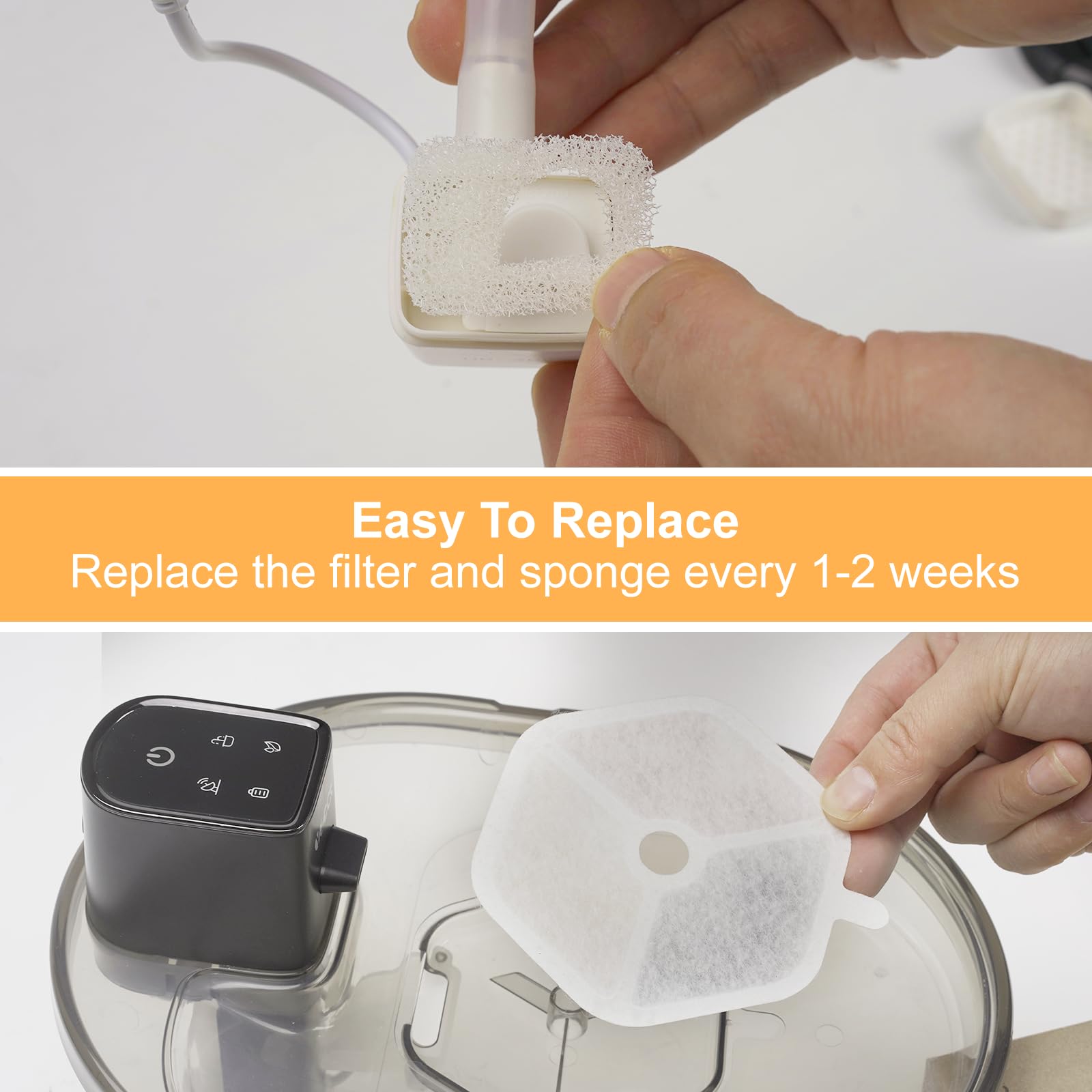 Redoso Cat Water Fountain Filters Replacement For 152Oz/4.5L Wireless Cat Water Fountain Ptm-643, 18+18 Packs Packs Replacement