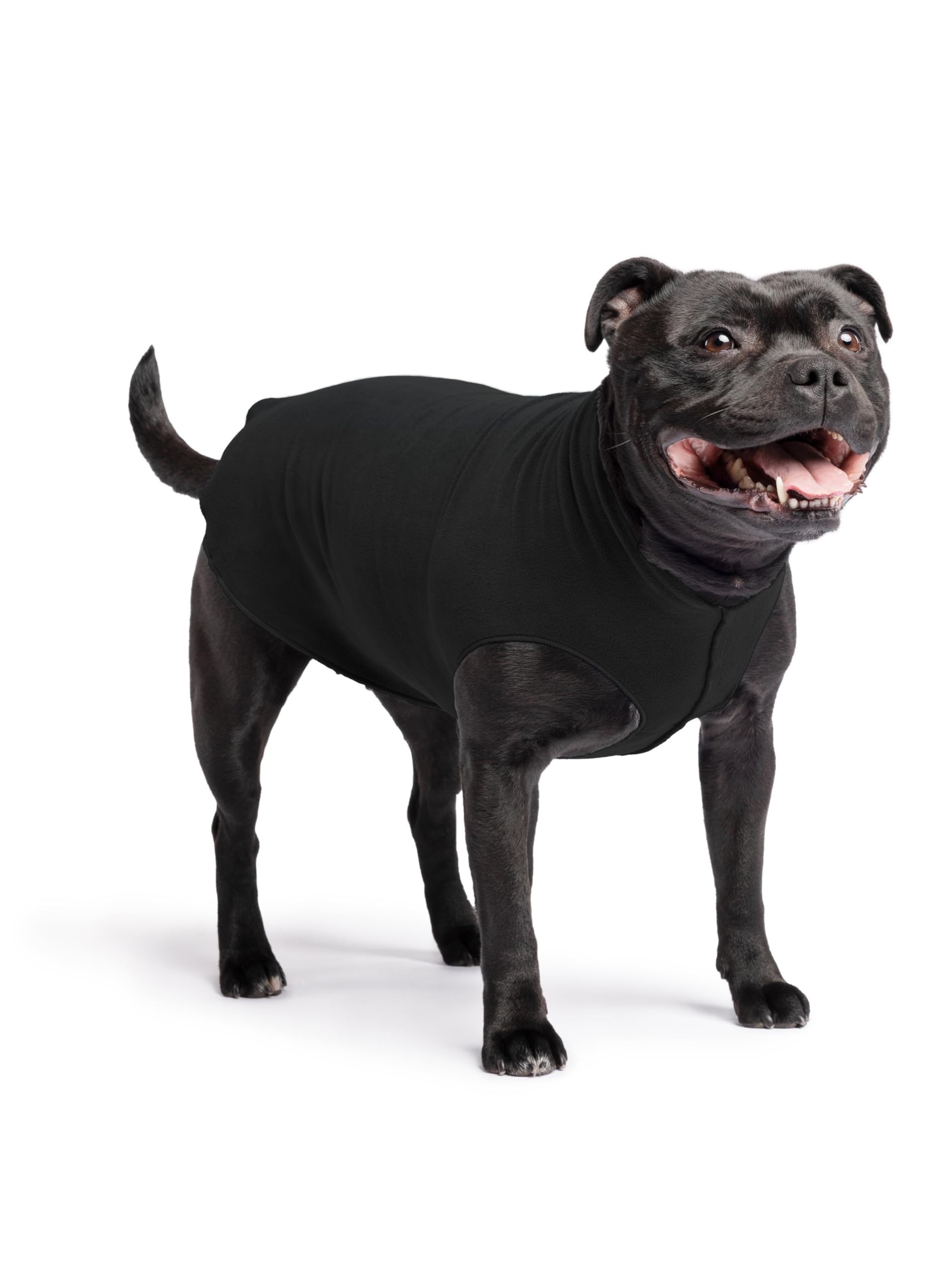 Gold Paw Stretch Fleece Dog Coat, Stretchy Pet Sweater, Machine Washable Pullover For Winter And Fall, Black, 16