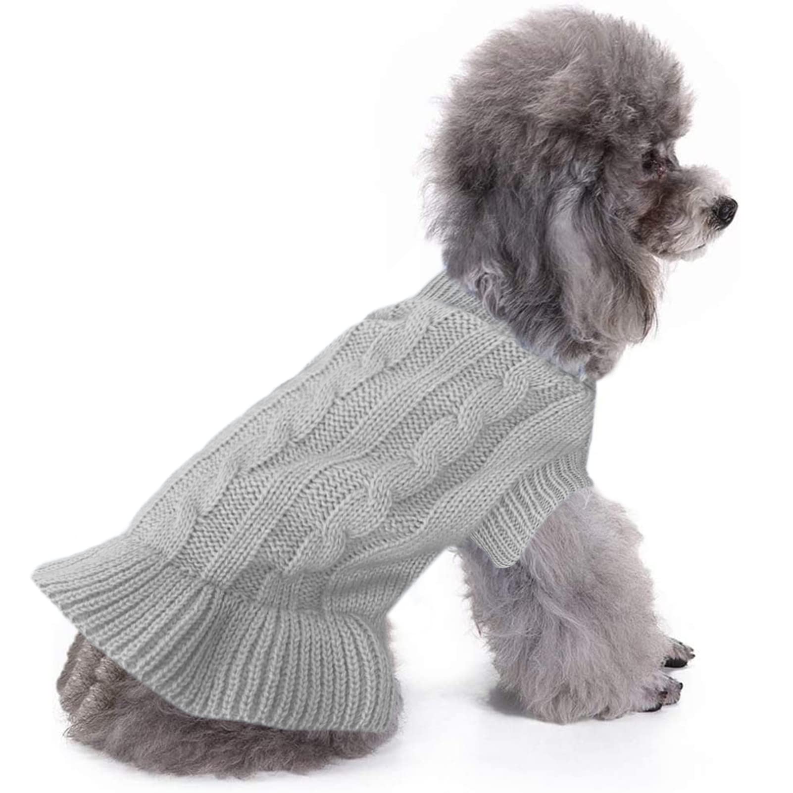 Chborchicen Small Dog Sweaters Knitted Pet Cat Warm Dog Sweatshirt Winter Clothes Kitten Puppy Sweater (Xxs, Dress-Grey)