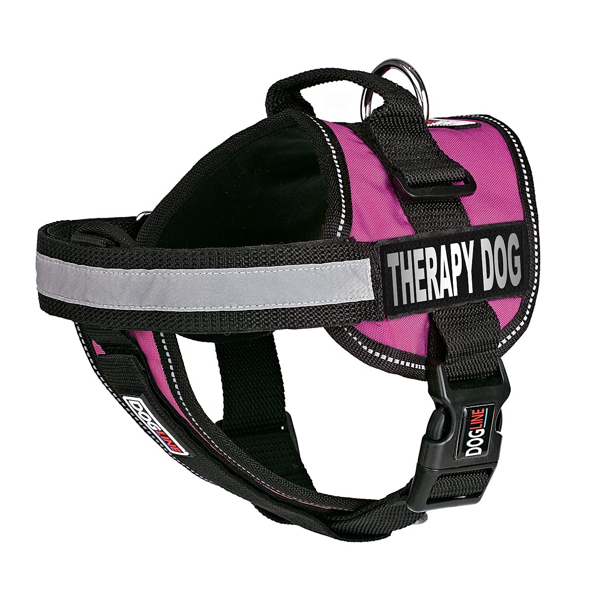 Dogline Vest Harness For Dogs And 2 Removable Therapy Dog Patches, X-Large/36 To 46', Pink