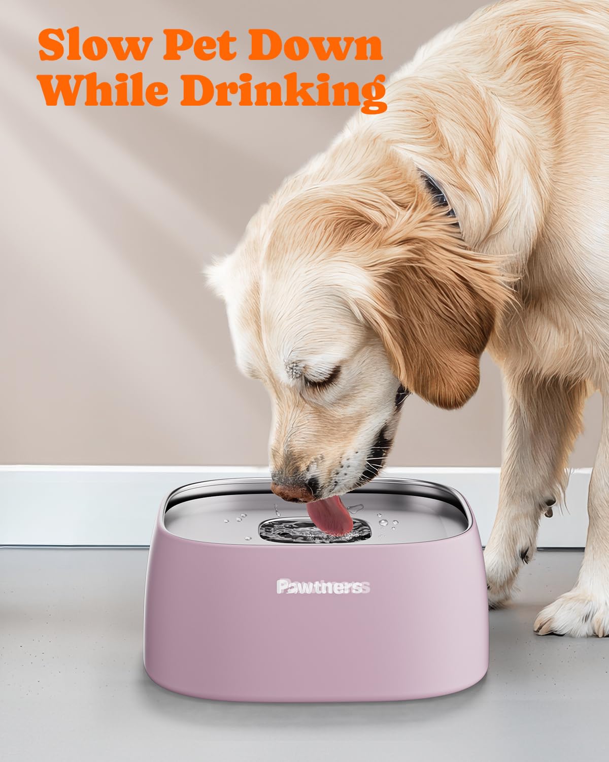 Dog Water Bowl No Spill, 4L Stainless Steel Slow Water Bowl For Dogs With Non-Slip Base, Spill Proof Dog Water Bowl For Medium L