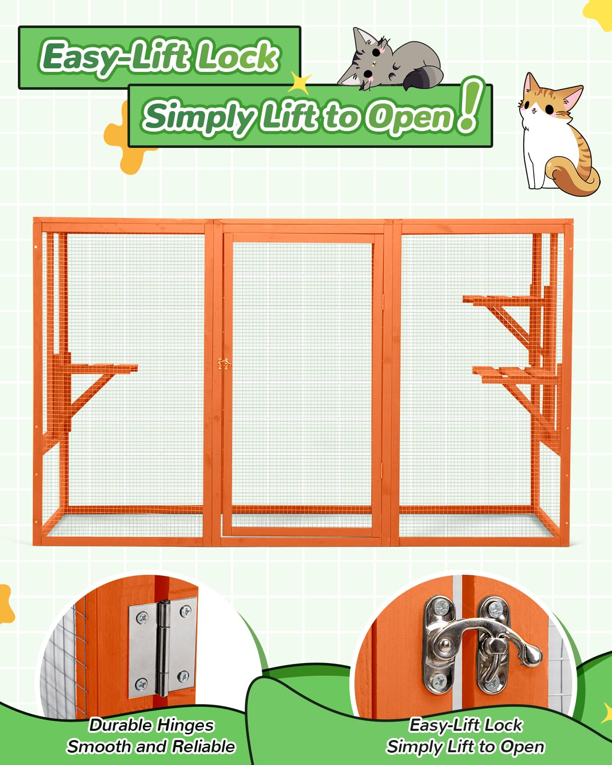 Nyeekoy Catio Outdoor Cat Enclosure,71'' Cat Enclosure Window Access, Wooden Cat Houses & Condo For Outside Cats Patio Weatherpr