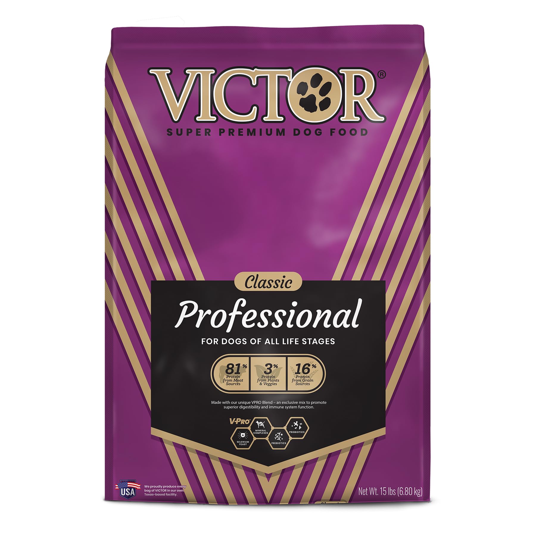VICTOR Super Premium Dog Food - Professional Dry Dog Food - Super Premium Kibble with 26% Protein - Gluten-Free with Beef, Chick