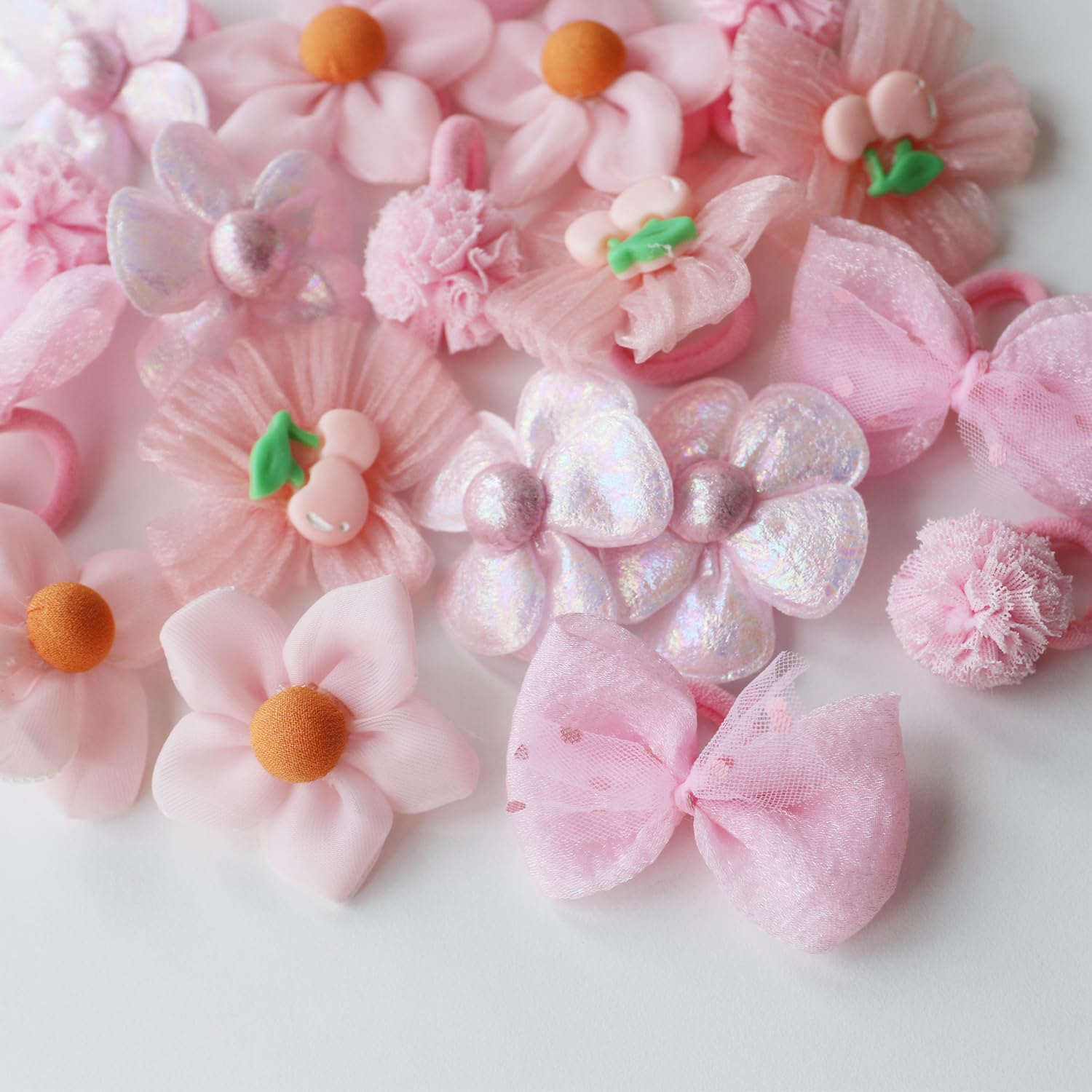 Zaabaazina 20Pcs Dog Hair Bows, Cute Puppy Hair Bows Flowers Bowknot Hairball Cherry Mix Styles, Pet Grooming Rubber Bands, Dogs