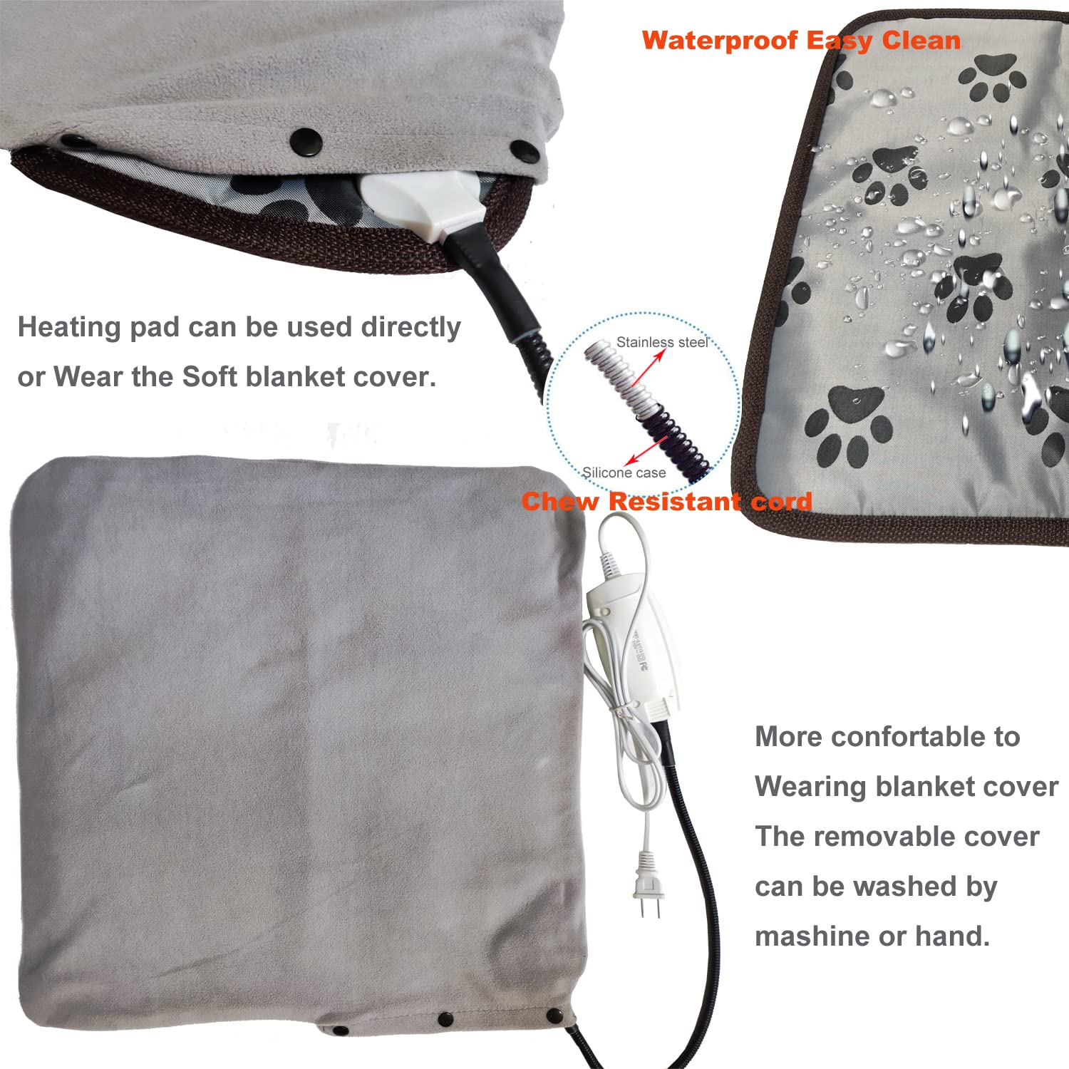 Pet Heating Pad For Small Dog Cat Heated Bed With Soft Washable Cover Puppy Heating Pad Electric Heating Pad Keep Pets Warmer Water Resistant Chew Resistant Cord