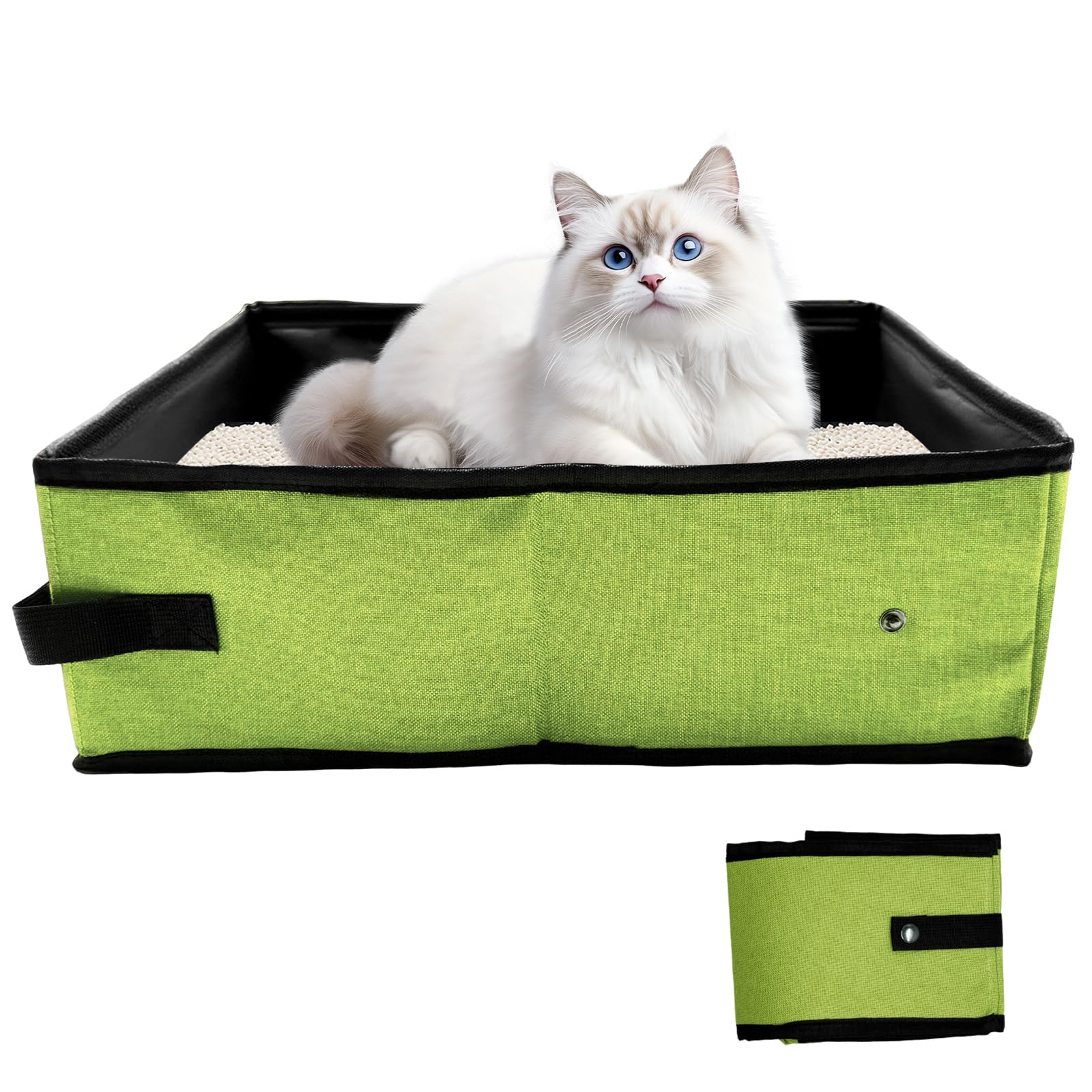 Portable Litter Box for Cats, Folding Cat Litter Box Waterproof, 15.75 * 11.82 * 3.94 Inches, Pet Essentials for Traveling & Cam