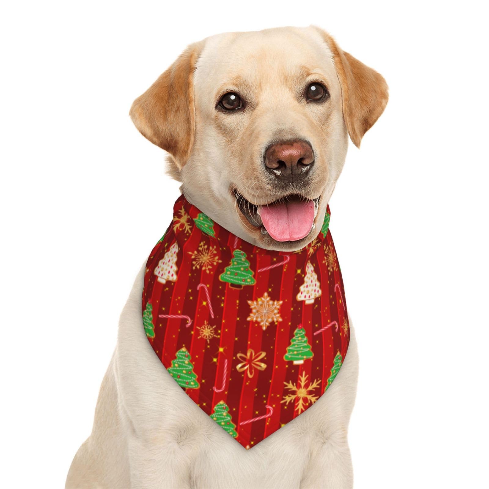 Christmas New Year Gingerbread Golden Snowflakes Tree Dog Bandana Scarf Triangle Bibs Pet Accessories Cat Kerchief