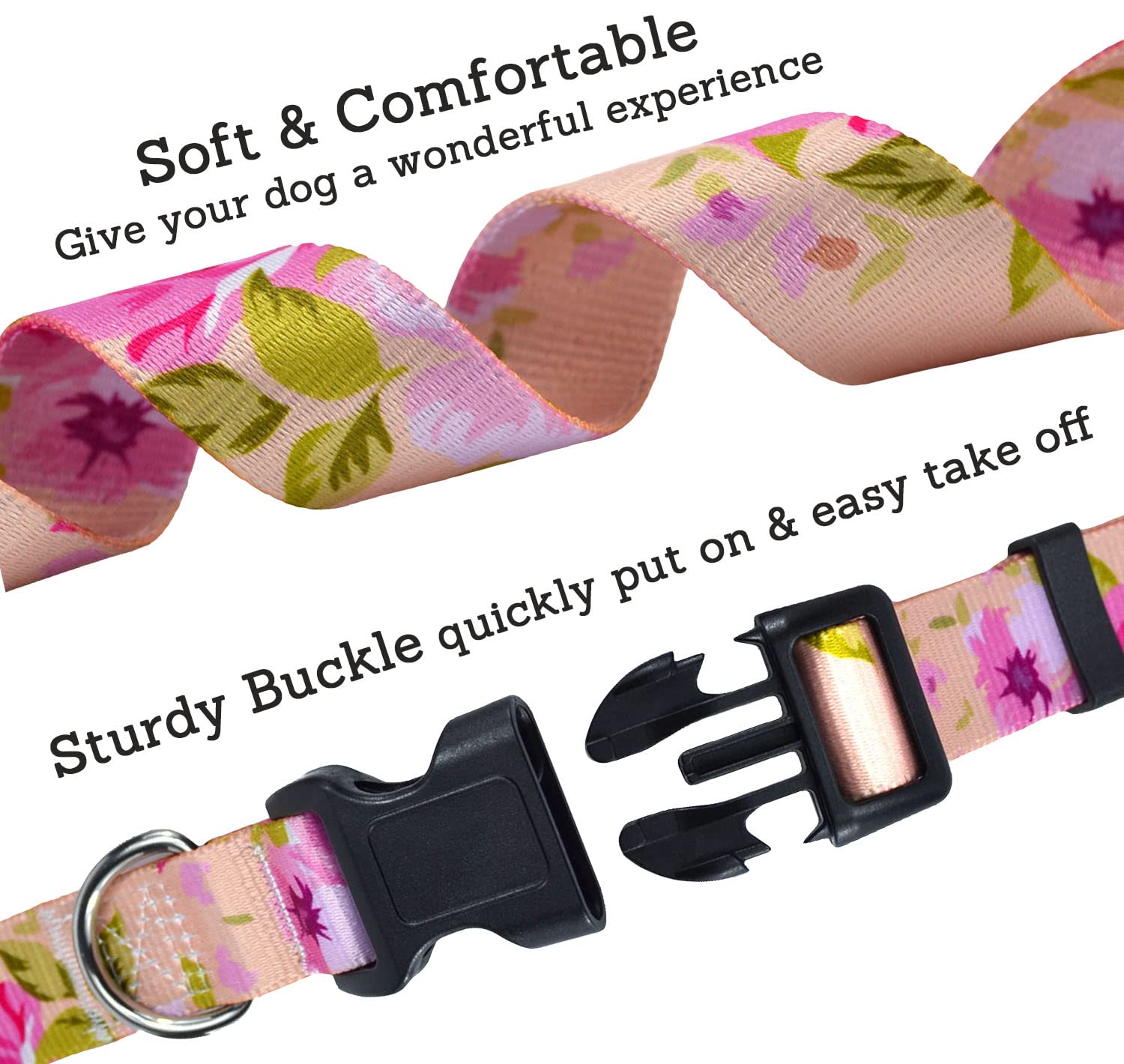 Mihqy Dog Collar With Bohemia Floral Tribal Geometric Patterns - Soft Ethnic Style Collar Adjustable For Small Medium Large Dogs (Pink Rose,Xs)