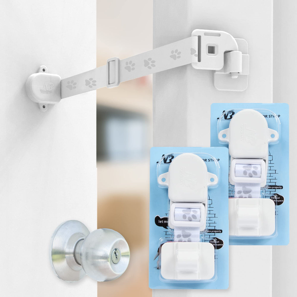 Neobay Door Strap For Pets(2 Packs), Alternative Of Interior Cat Door And Cat Gates, Door Strap To Keep Dog And Baby Out Of Litt