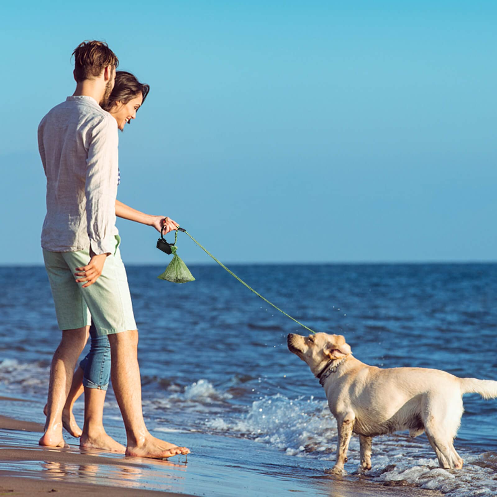 MalsiPree Dog Poop Bag Dispenser with Used Waste Bag Holder Carrier - Improved Elastic Strap & Metal Buckle Greatly fits Any Dog