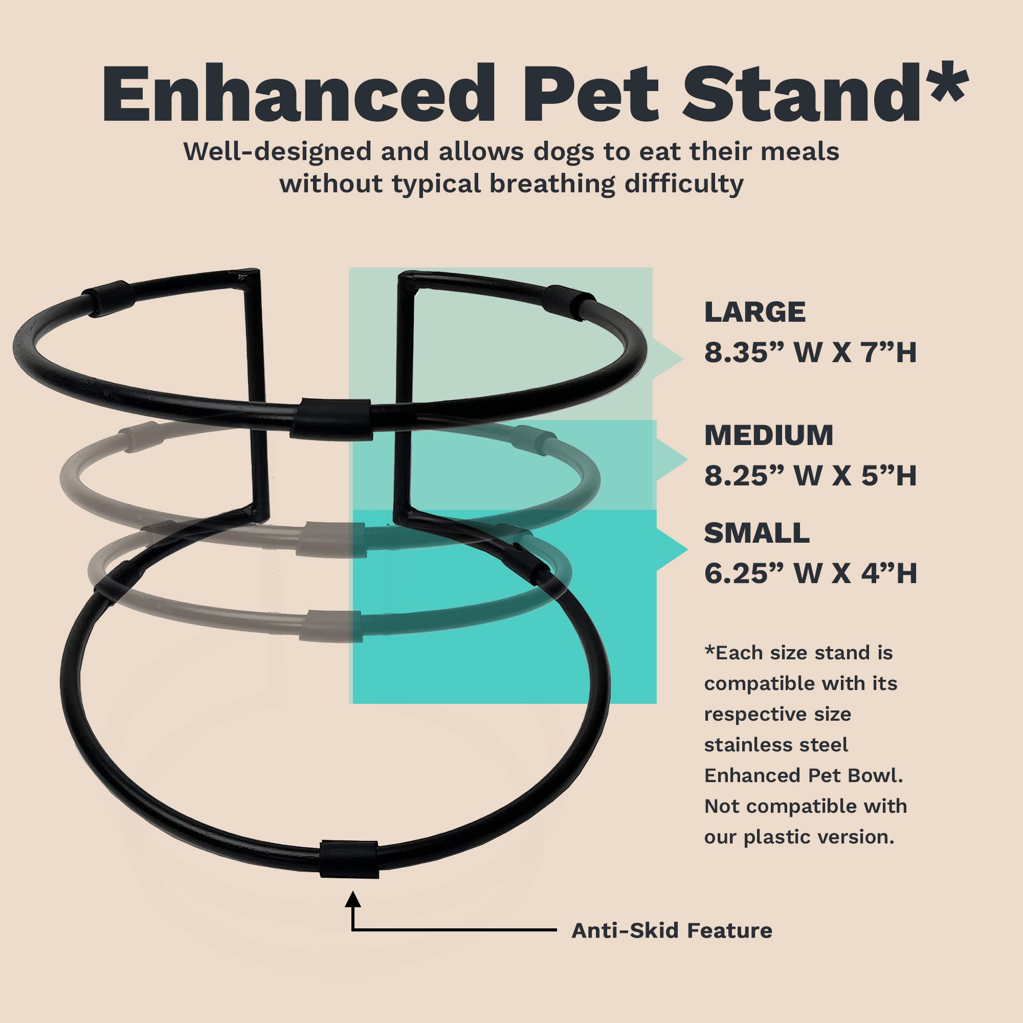 Enhanced Pet Bowl Stand - New Anti-Skid Feature - Dog And Cat Bowl Stand Exclusively For Use With The Corresponing Size Enhanced