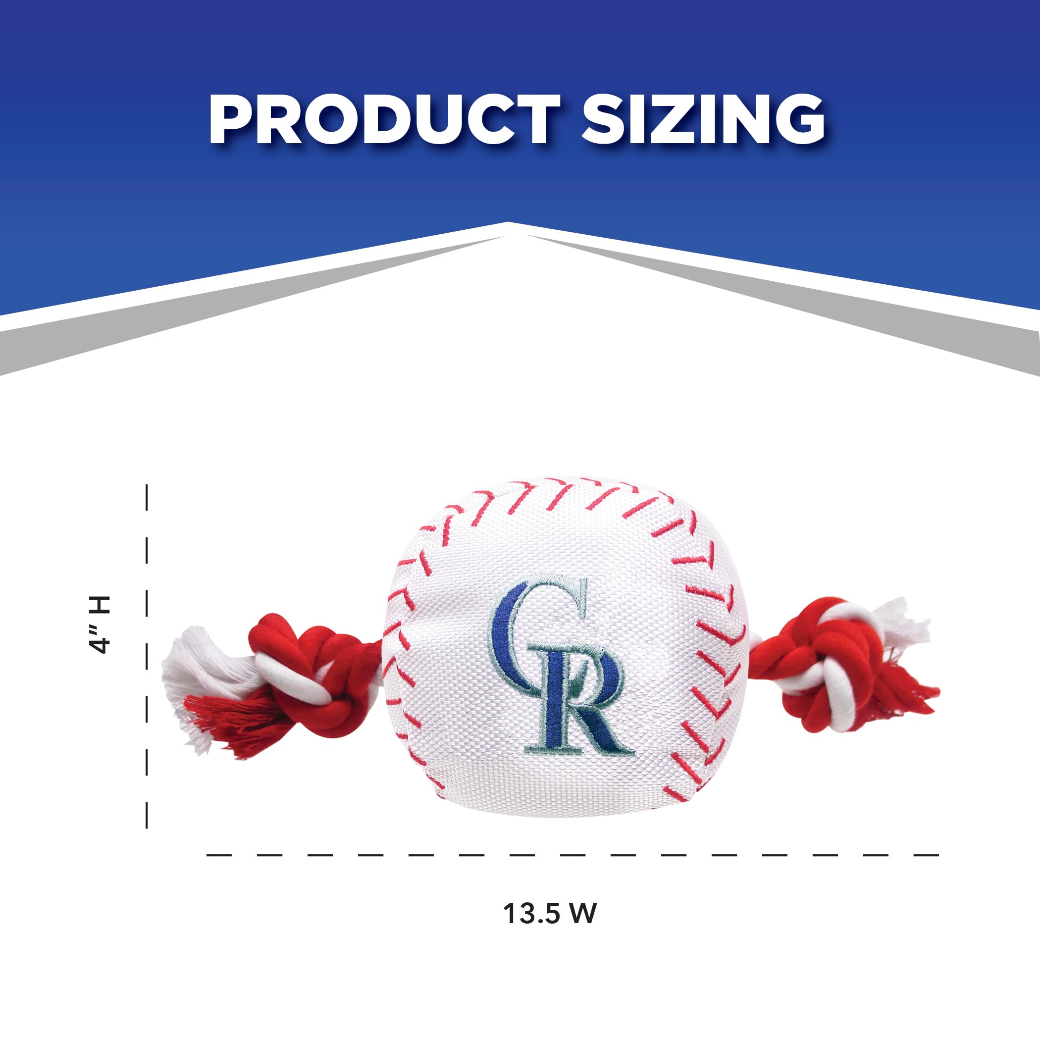Mlb Colorado Rockies Baseball Rope Toy For Dogs & Cats. Tough Nylon, Sporty Baseball Design, Heavy-Duty Ropes With Inner Squeake
