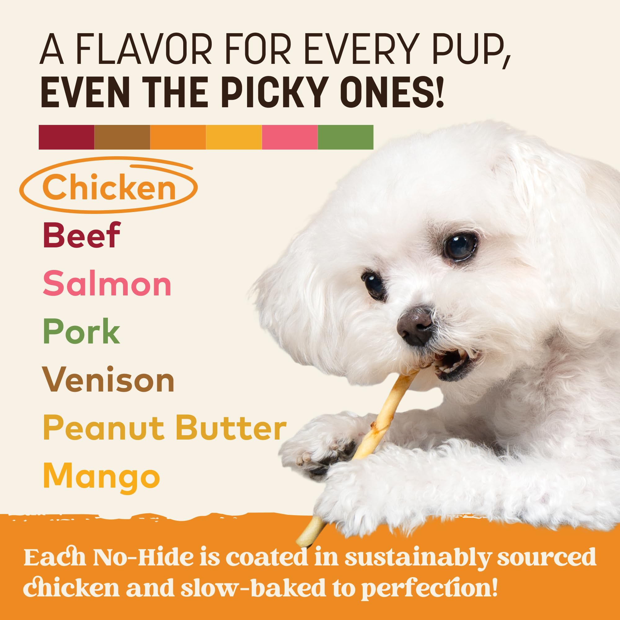 Earth Animal No Hide Stix - Long Lasting Rawhide Free Small Dog Chews Sticks, Chicken - 20 Count Value Pack