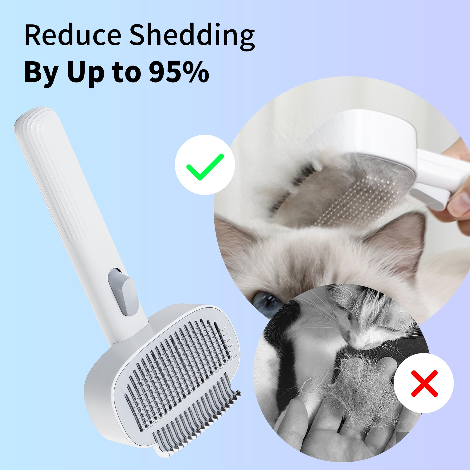 Pawsailor 2-In-1 Dogs Self Cleaning Slicker Brush, Cat Undercoat Rake,Shedding Grooming Tool Planet Hair Removal Comb For Long S