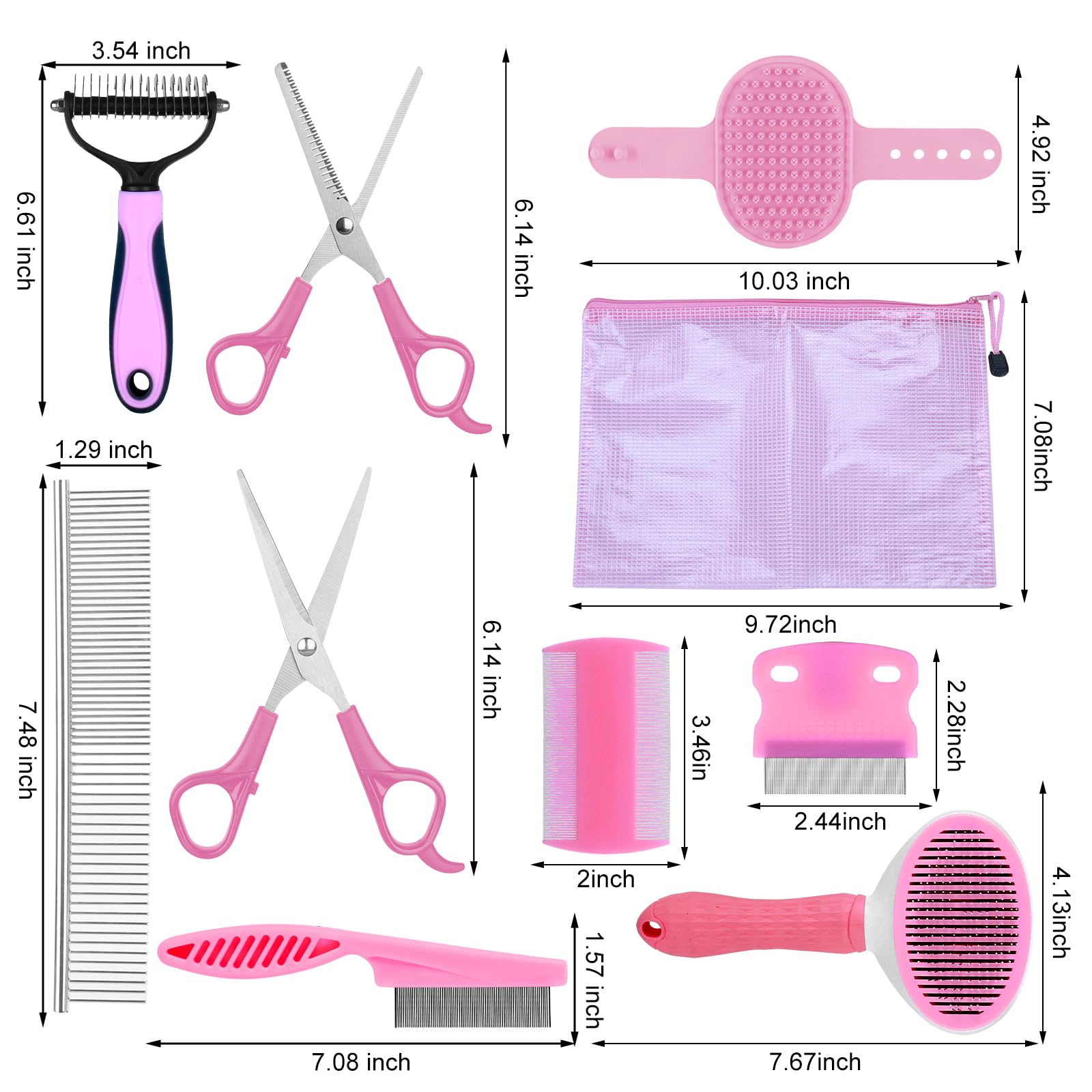 Complete Pet Grooming Solution By Dog - 9Pcs Kit With Slicker Brush, Deshedding Tool, And Grooming Comb For All Breeds And Sizes