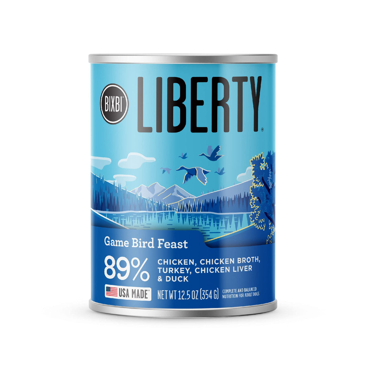 Bixbi Liberty Grain-Free Canned Wet Dog Food, Game Bird Feast Recipe, 12.5 Oz. Cans (Pack Of 12)