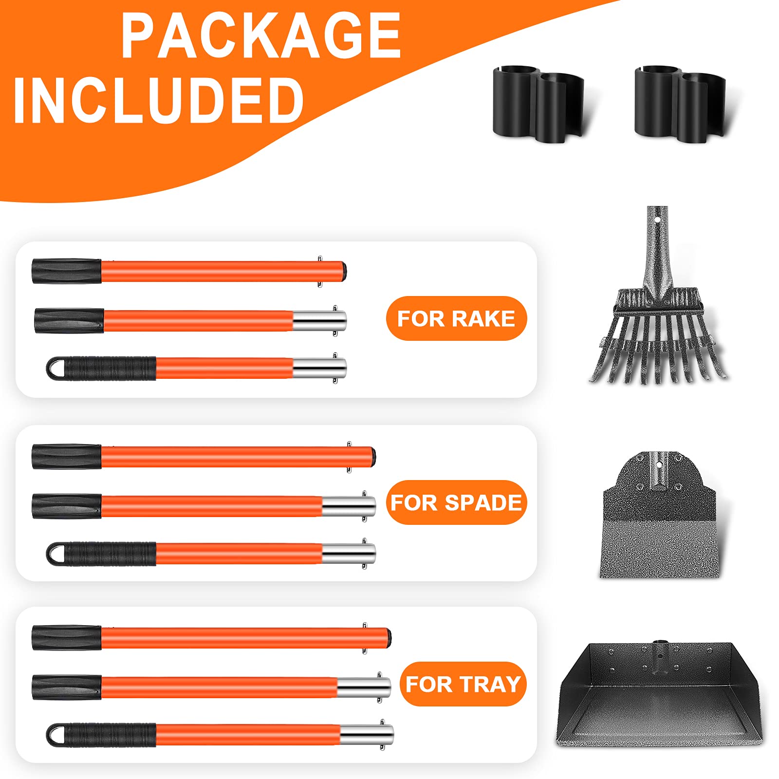 Dog Pooper Scooper, Adjustable Long Handle Metal Tray, Rake And Spade Poop Scooper For Dogs, 3 Pack Poop Scoop Pet Waste Removal Poop Scoop For Large Dogs And Pets, Great For Lawns, Grass, Gravel