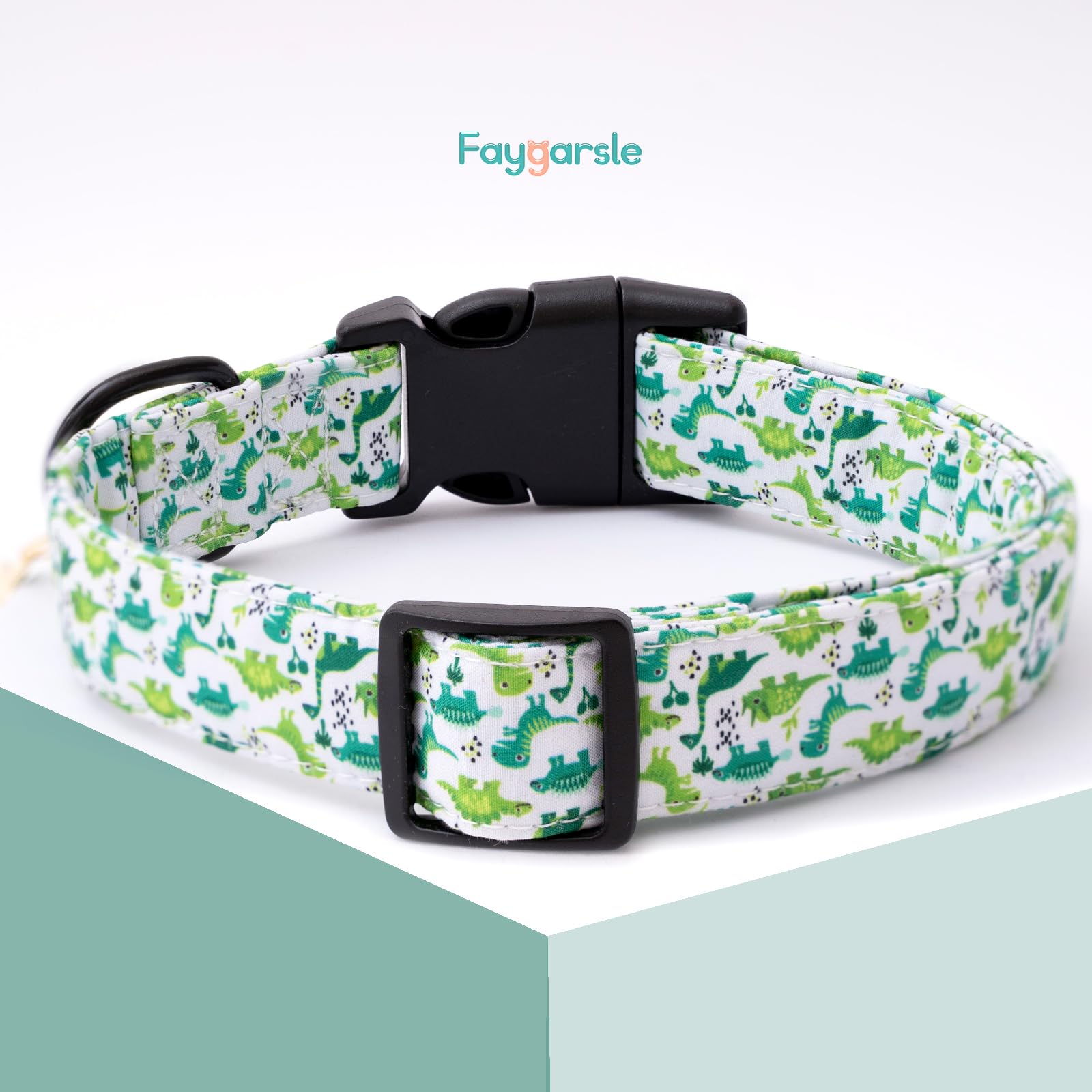 Faygarsle Dog Collar For Small Medium Large Dogs Cute Green Puppy Collars For Male Dogs Dinosaur Patterned Pet Collars For Summe