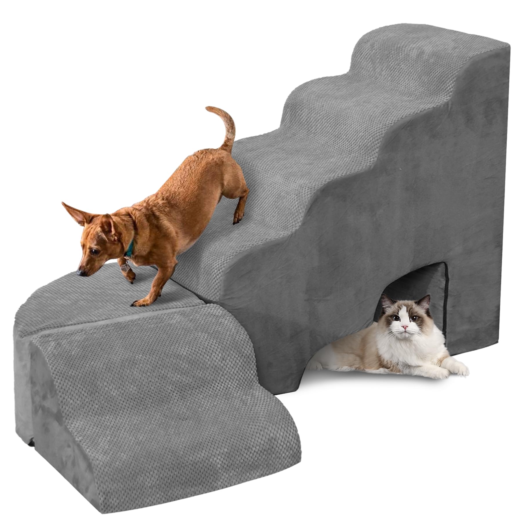 Dog Stairs For High Bed - Litail Stairs To Get On Bed, 30 Inches Pet Steps For Small Dogs, 6 Tier Pet Ramp For Medium Large Dogs