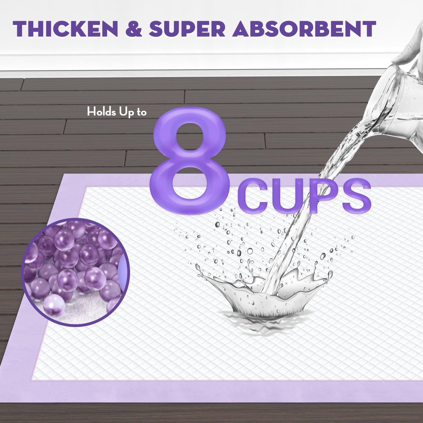 CROCI Dog Pads Lavender Scented 28x34in Large Pee Pads for Dogs with Odor Eliminating Puppy Pads Thicken Super Absorbent Up to 8