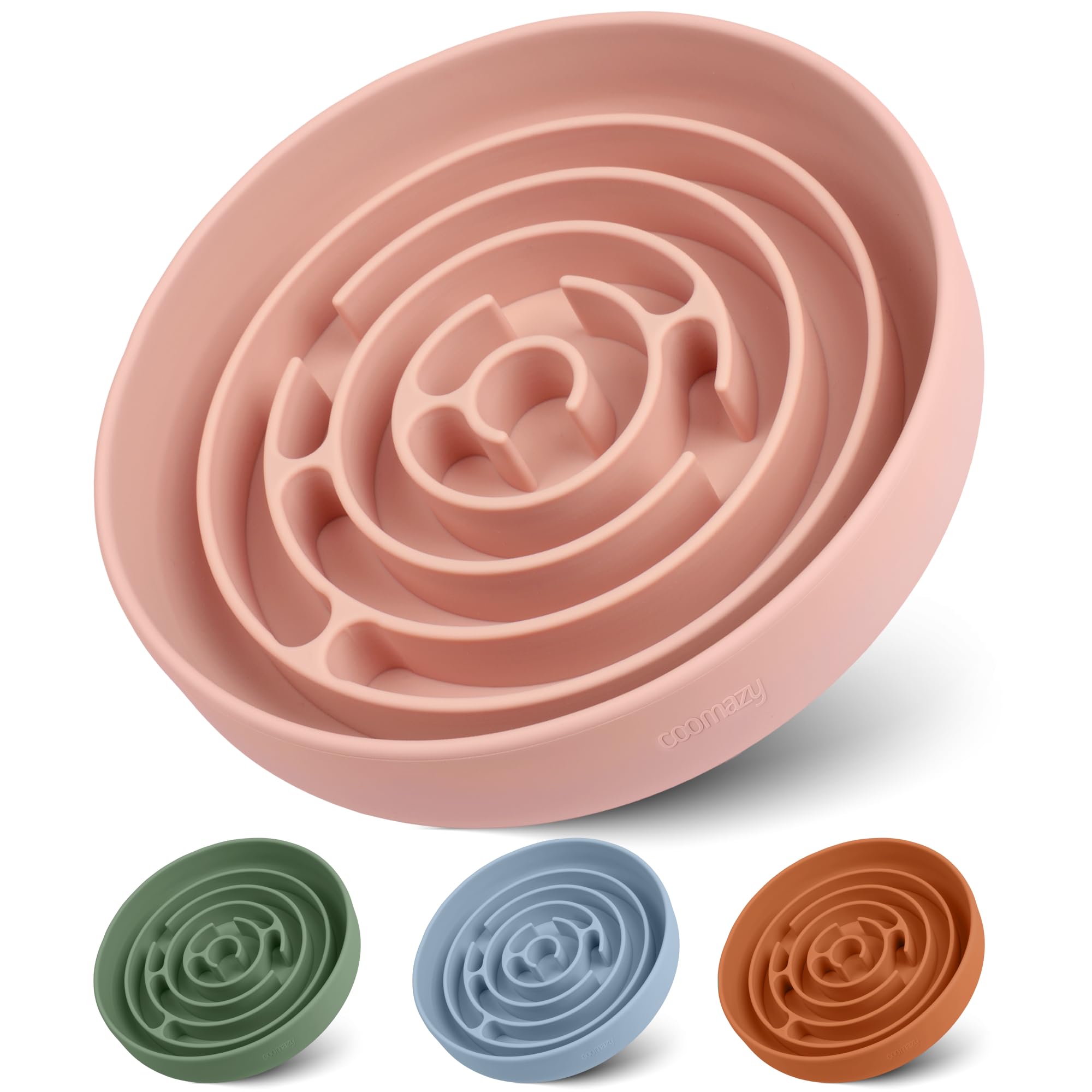 Coomazy Slow Feeder Dog Bowls, Silicone Dog Bowl with Suction Cups, Slow Feeder & Non-Slip Design, Boredom and Anxiety Reducer, 