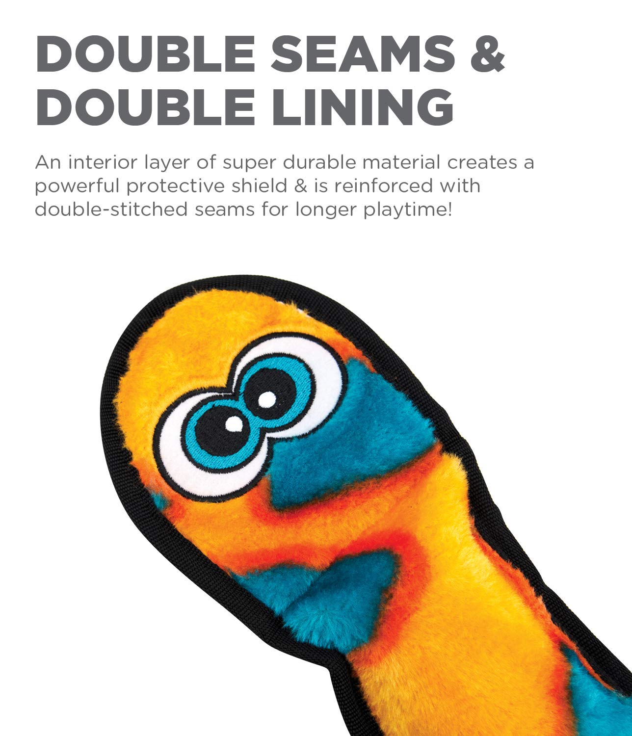 Outward Hound Durablez Tough Plush Squeaky Dog Toy, Snake, Orange, Large