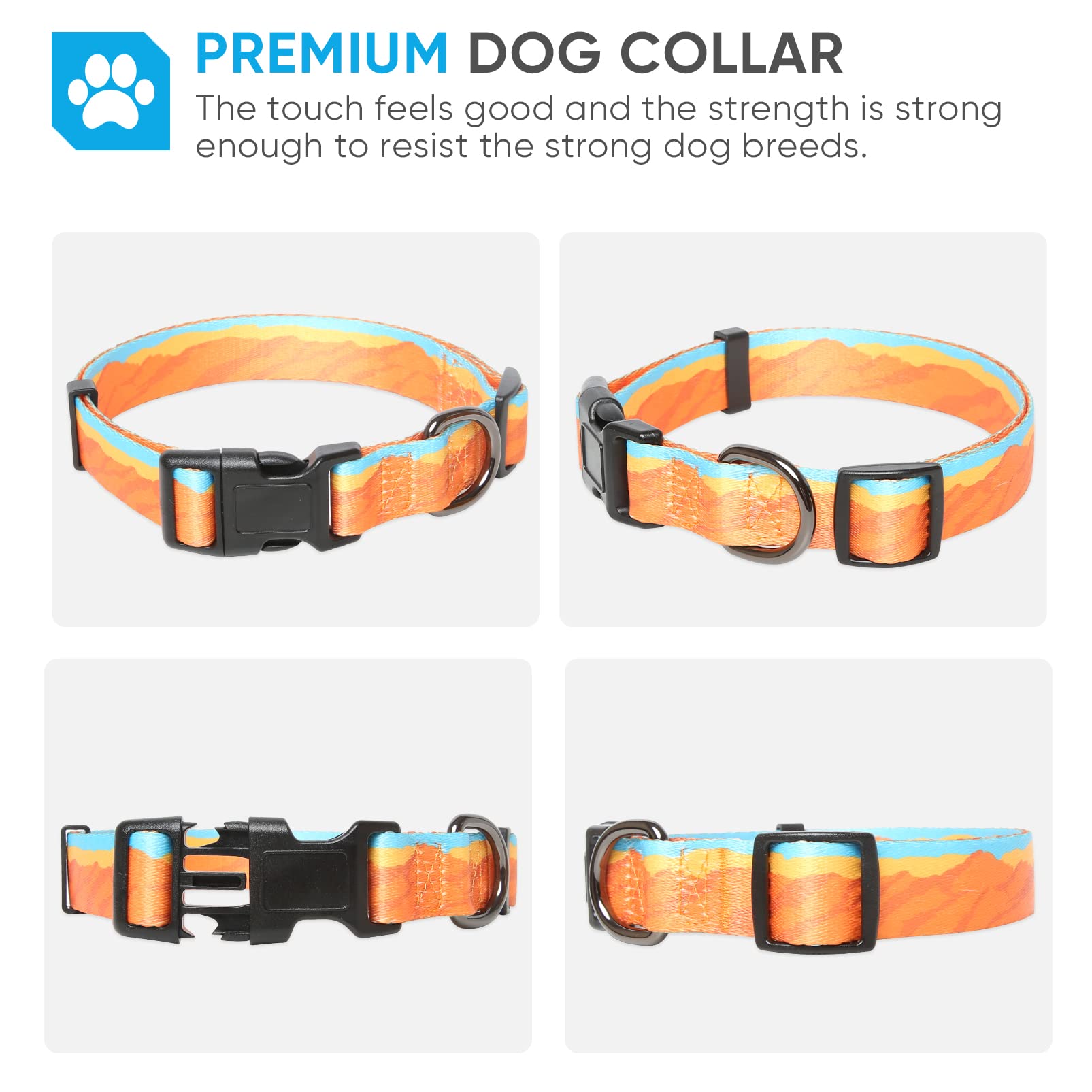 Heele Dog Collar, Adjustable Soft Dog Collar For Small Medium Large Dogs,Bohemia Patterned Puppy Collars With Quick Release Buck