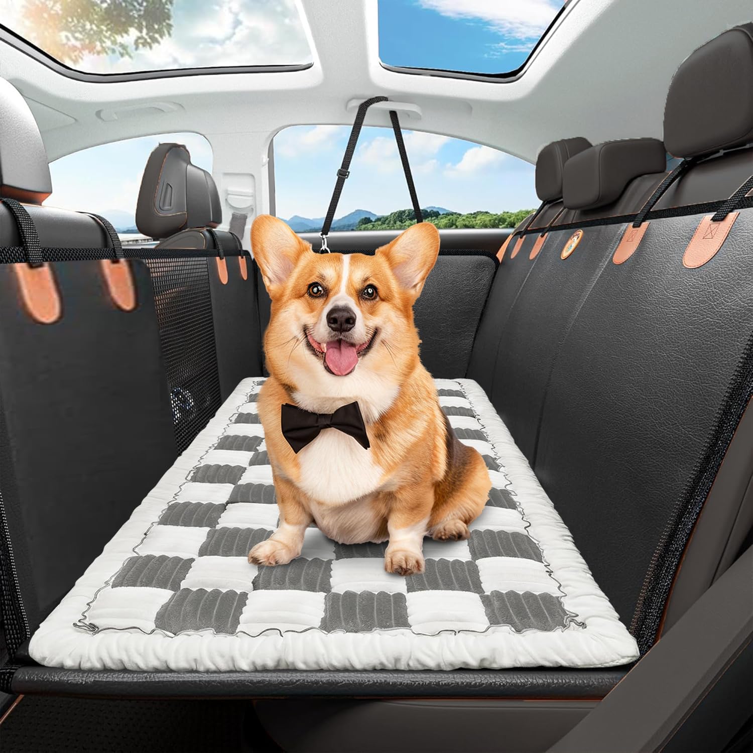 Backseat Pet Bed Mat,Dog Bed for Car,Dog Seat Cover for Car Back Seat, Non-Slip Travel Pet Mat, Fit for Backseat Extenders and S
