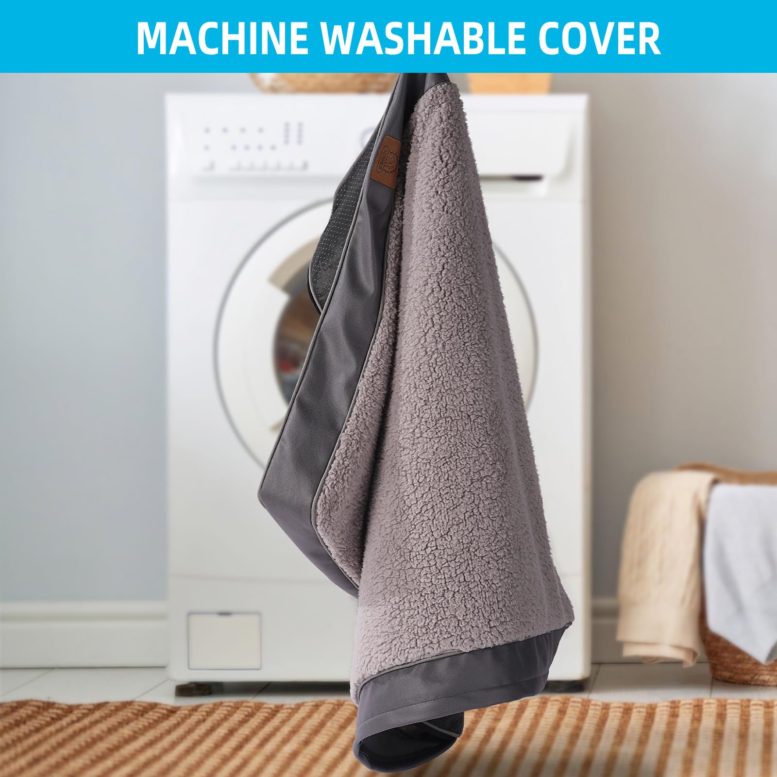 Sunheir Medium Dog Bed Mat, 30''X20''X3'', Orthopedic, Grey, Waterproof, Machine Washable, Egg-Crate Foam