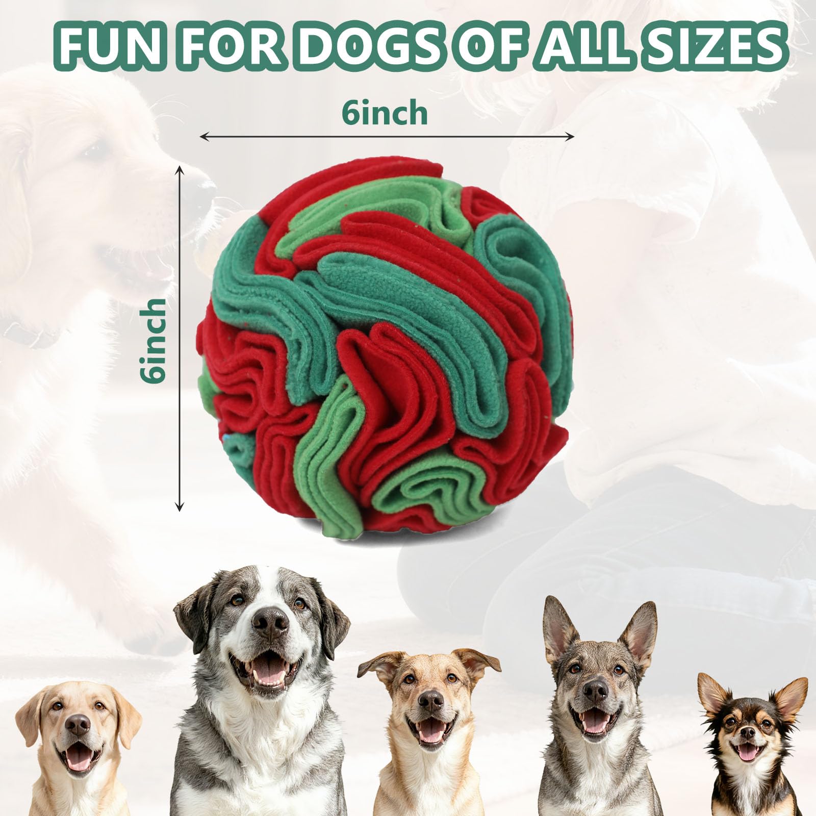 kmirepa Snuffle Ball for Dogs - Interactive Dog Toys to Keep Them Busy, Dog Puzzle Toy with Soft Fabric for Small, Medium, Large