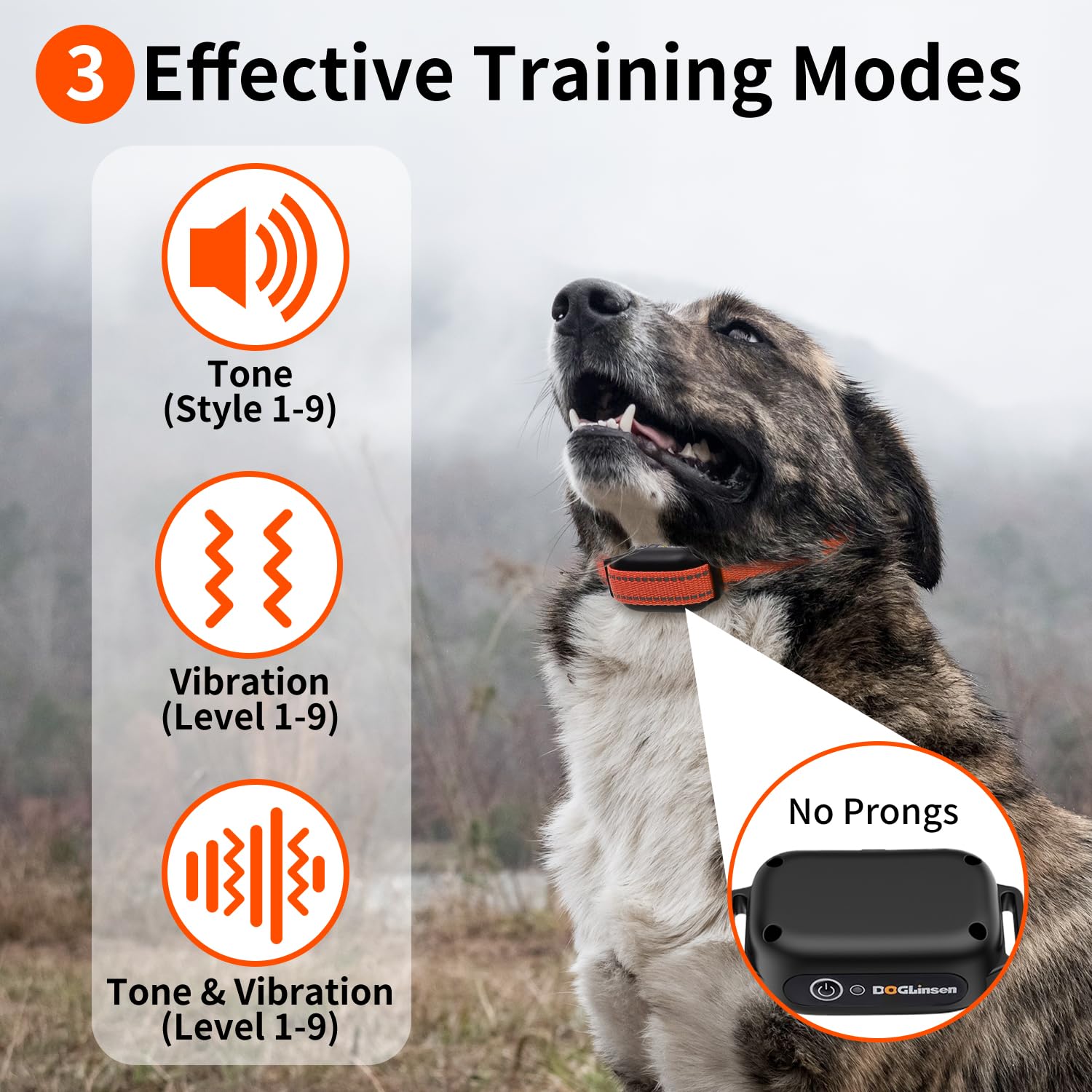 Doglinsen No Shock Dog Training Collar With Controller 3300Ft Range, 9 Style Tones And Vibration For Small Puppy Medium Large Do