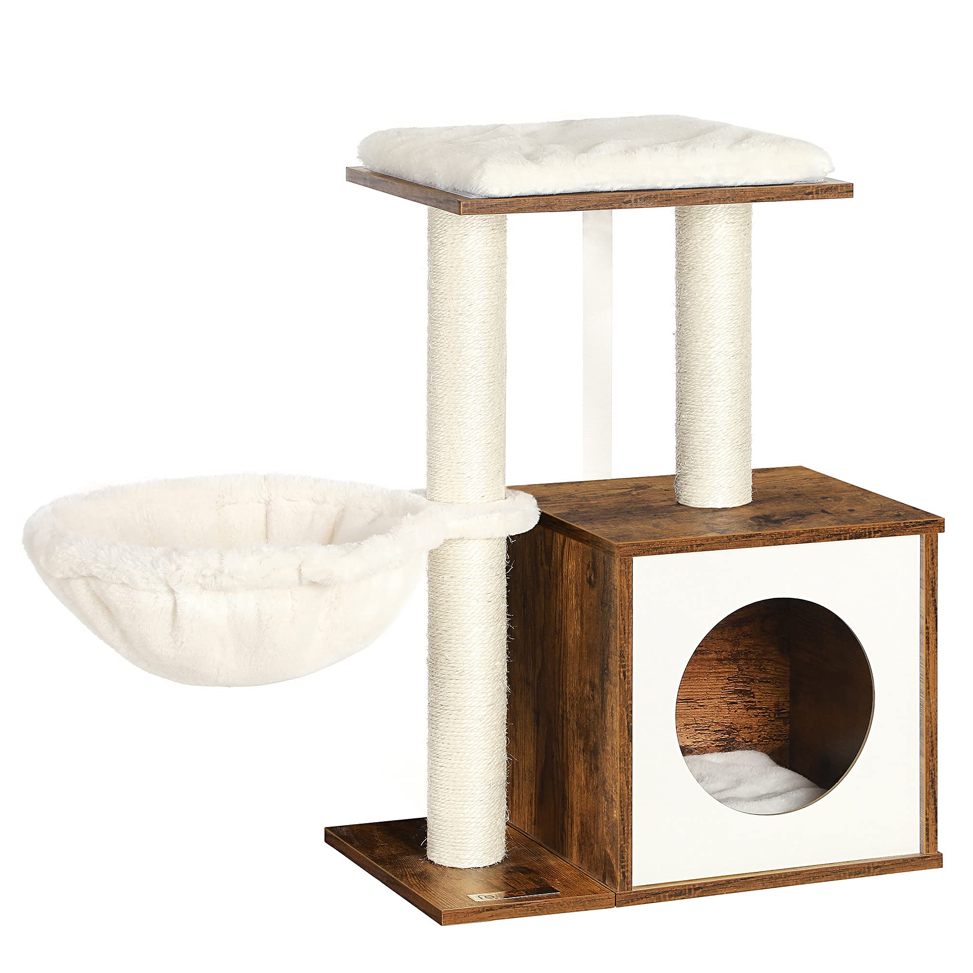 FEANDREA WoodyWonders Small Cat Tree for Kittens, Modern Cat Tower for Indoor Cats, Cat Condo with Scratching Posts, Removable W