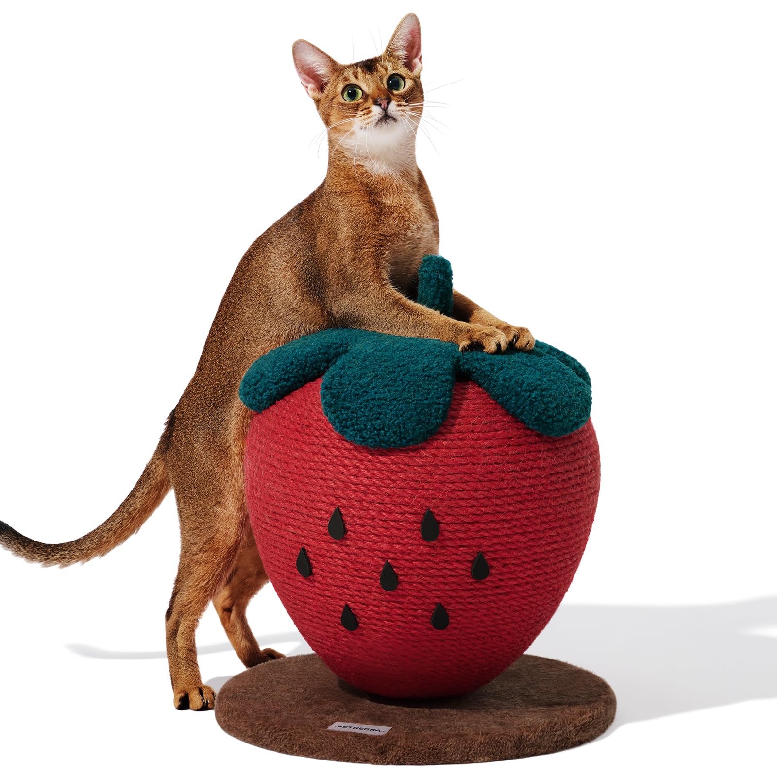 Vetreska Strawberry Cat Scratching Post, Cute Cat Scratcher With Sisal Rope, Vertical Cat Scratch Post For Indoor Cat And Kitten