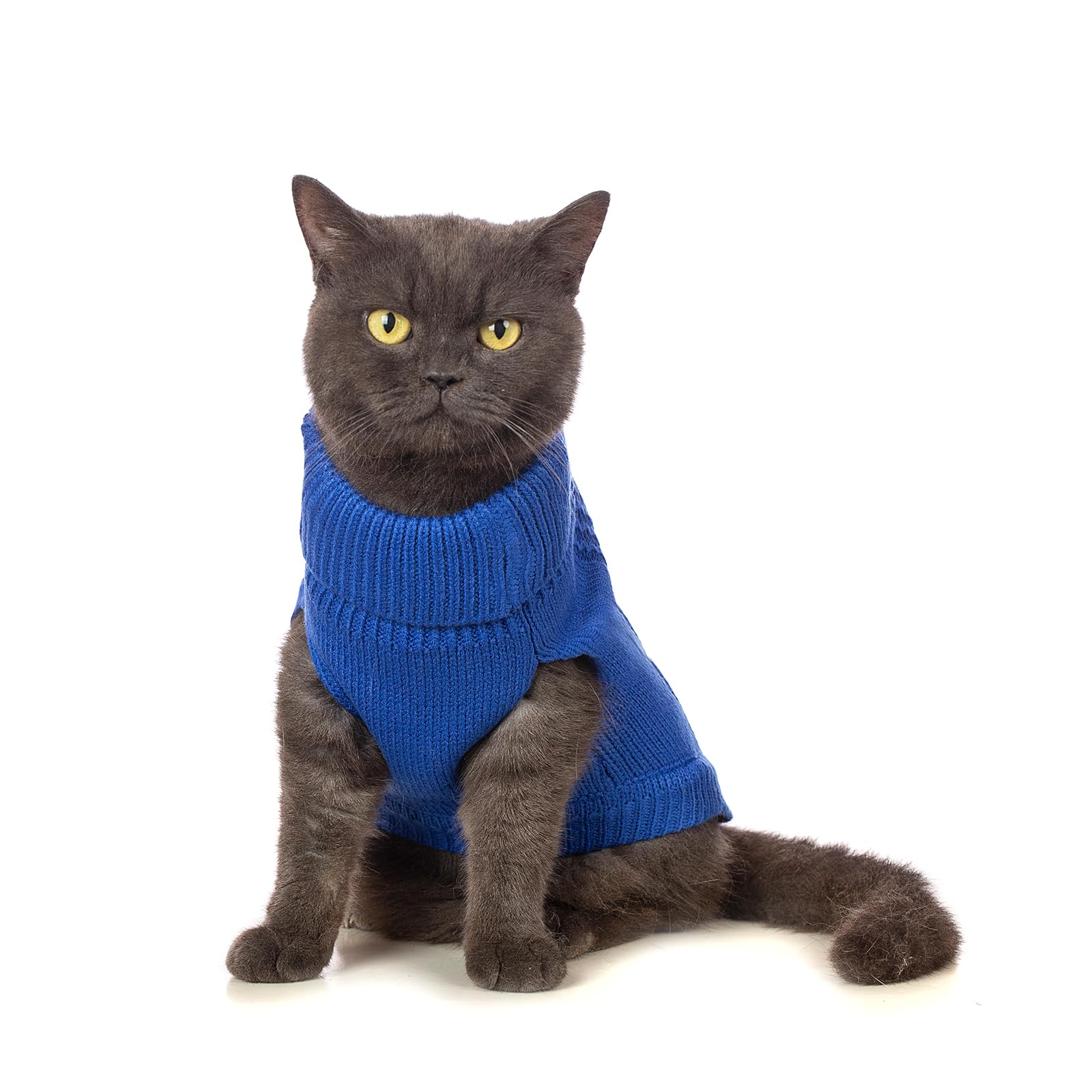 Jnancun Cat Sweater Keep Your Pets Cozy, 16 Color Turtleneck Knitted Sleeveless Dog Sweater, Winter Outfits For Cats & Small Dogs During Cold Seasons(Dark Blue, X-Small)