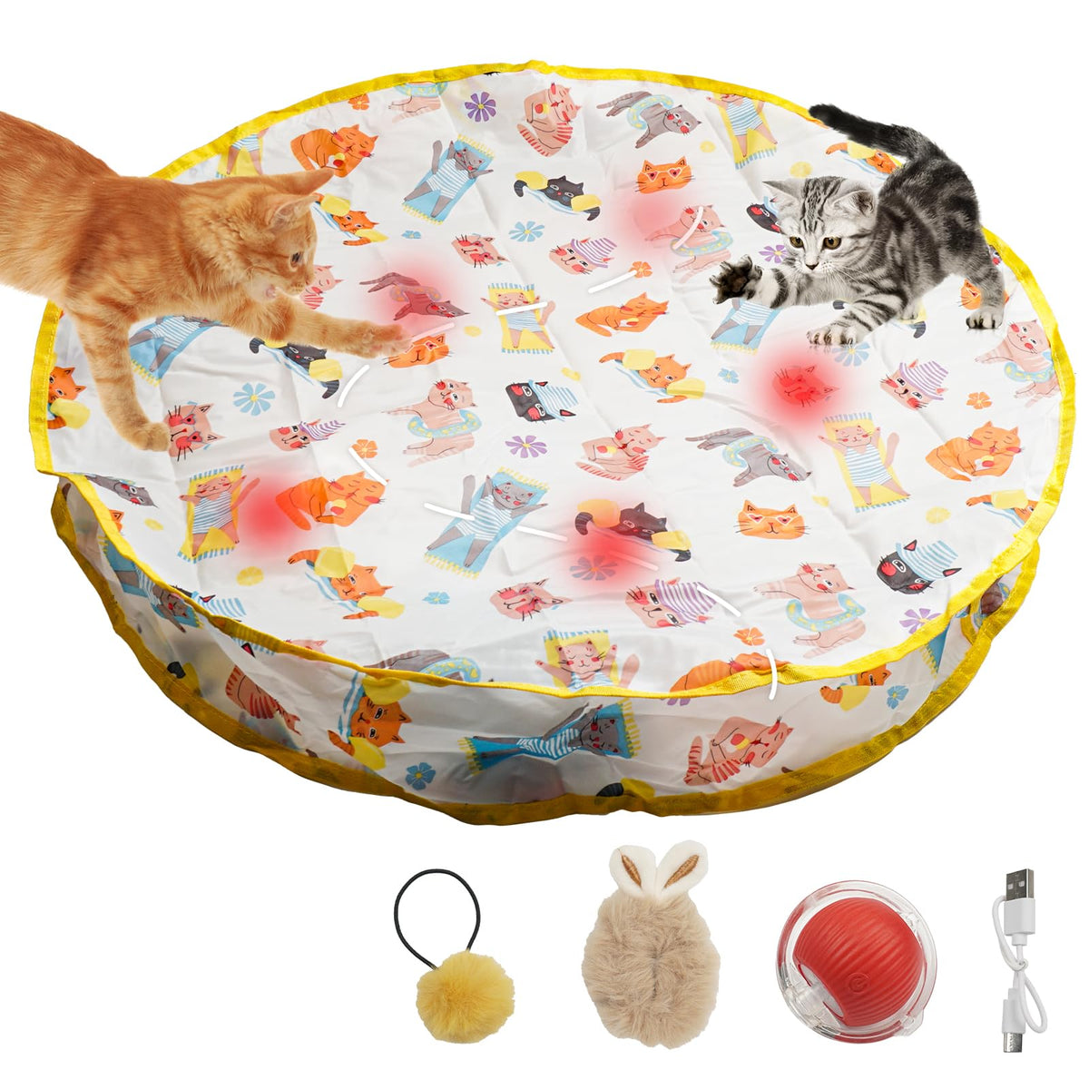 Victob Interactive Cat Toys, Fast Rolling Ball In Play Mat, Automatic Motion Activated Moving Ball Hide And Seek Game For Bored 