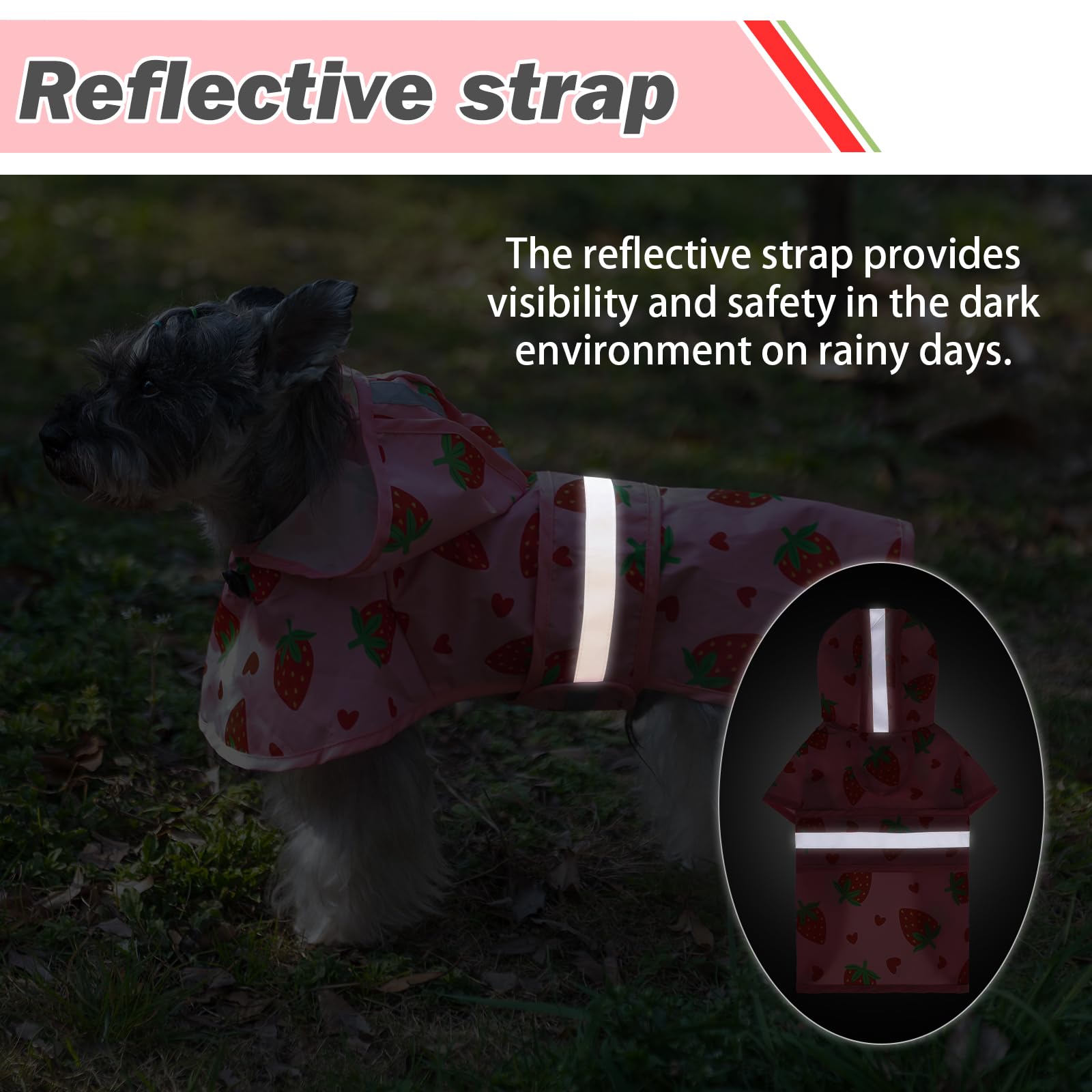 Kooltail Dog Raincoat Hooded Slicker Poncho With Leash Hole, Waterproof Dog Rain Jacket, Reflective Strip, Adjustable Breathable