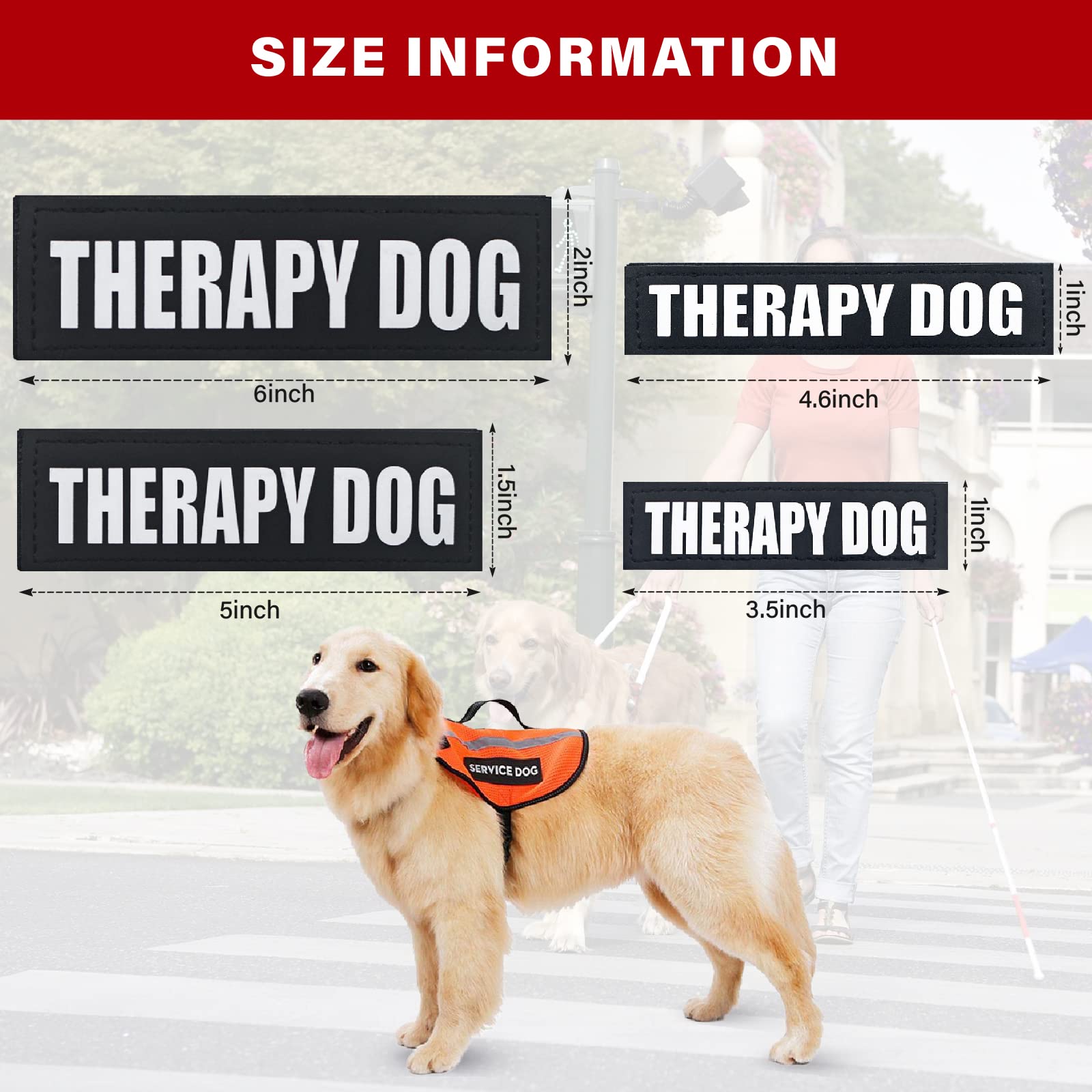 2Pack Black Service Dog Patches, Dog Harness Patches With Hook Backing, Removable Vest Patches For In Training Dogs, Therapy Dog