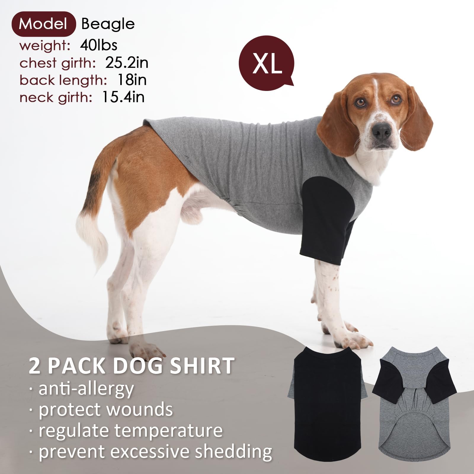 Ikipuko 2 Pack Dog Shirt For Medium Dogs - Soft Breathable Summer Cool Tee, Lightweight Comfortable Clothes For Sensitive Skin J