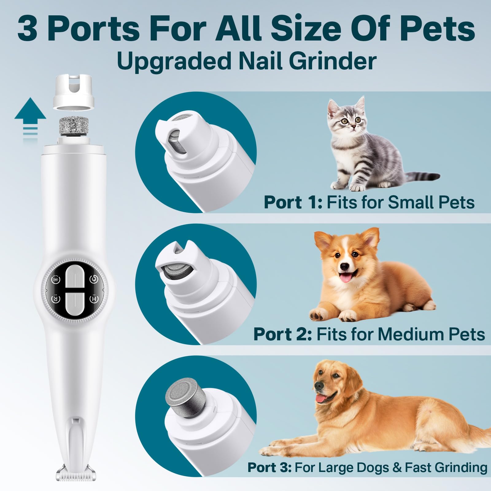 Amkune Dog Paw Trimmer & Nail Grinder 2In1 Upgrade [Ultra-Low Noise] [Micro Precision] Cordless Clippers For Grooming Kit, Pet H