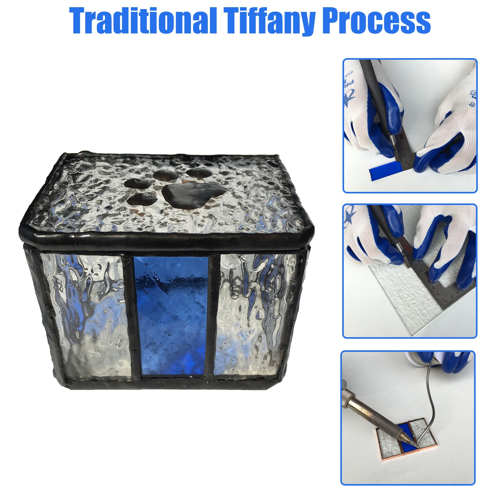 Frumoasa Pet Hair Keepsake Box, Stained Glass Pet Fur Memorial Box With Glass Dog Cat Ashes Container, Pet Dog Cat Urn For Loss