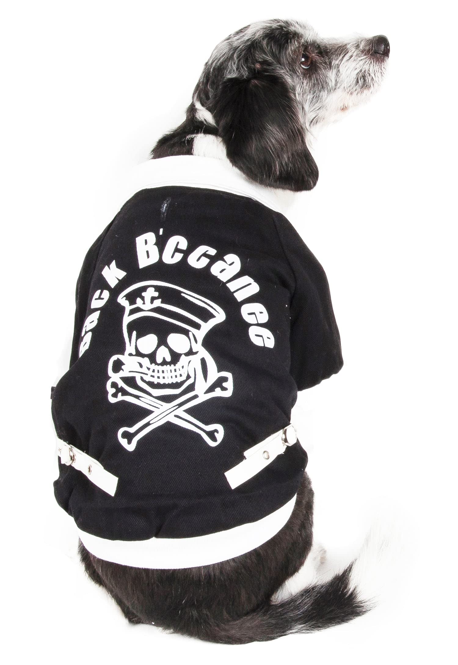 PET LIFE Vintage Varsity Collared Insulated Pet Dog Jacket Coat, X-Small, Black/White